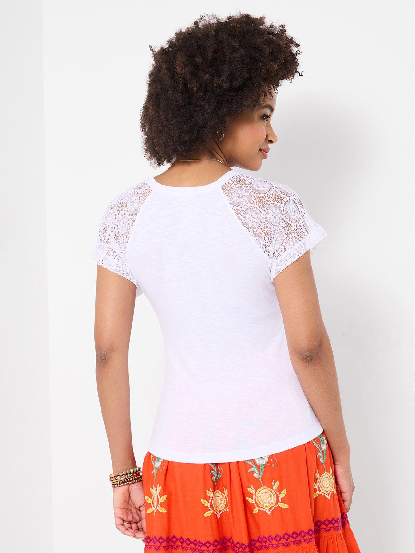 Image 2 of 5 of Joe Browns Suzie Lace Sleeve T-Shirt - White