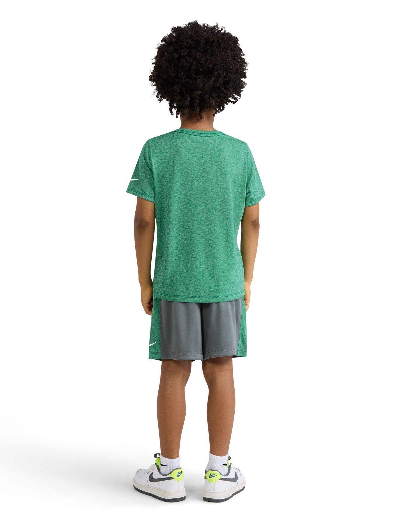 Image 2 of 7 of Nike Younger Boys Dropset Icon Shorts and T-Shirt Set - Grey/Green
