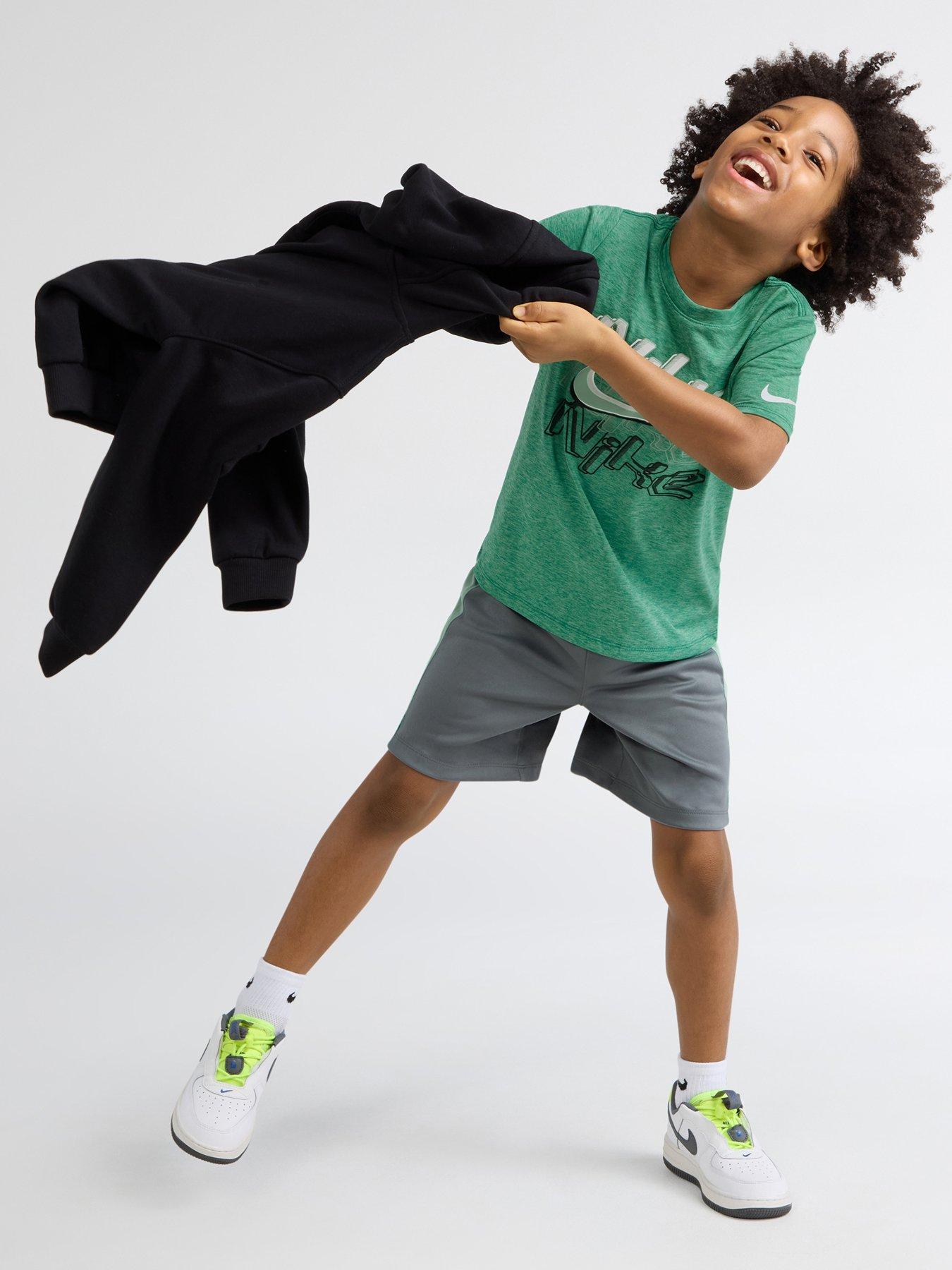 Image 3 of 7 of Nike Younger Boys Dropset Icon Shorts and T-Shirt Set - Grey/Green