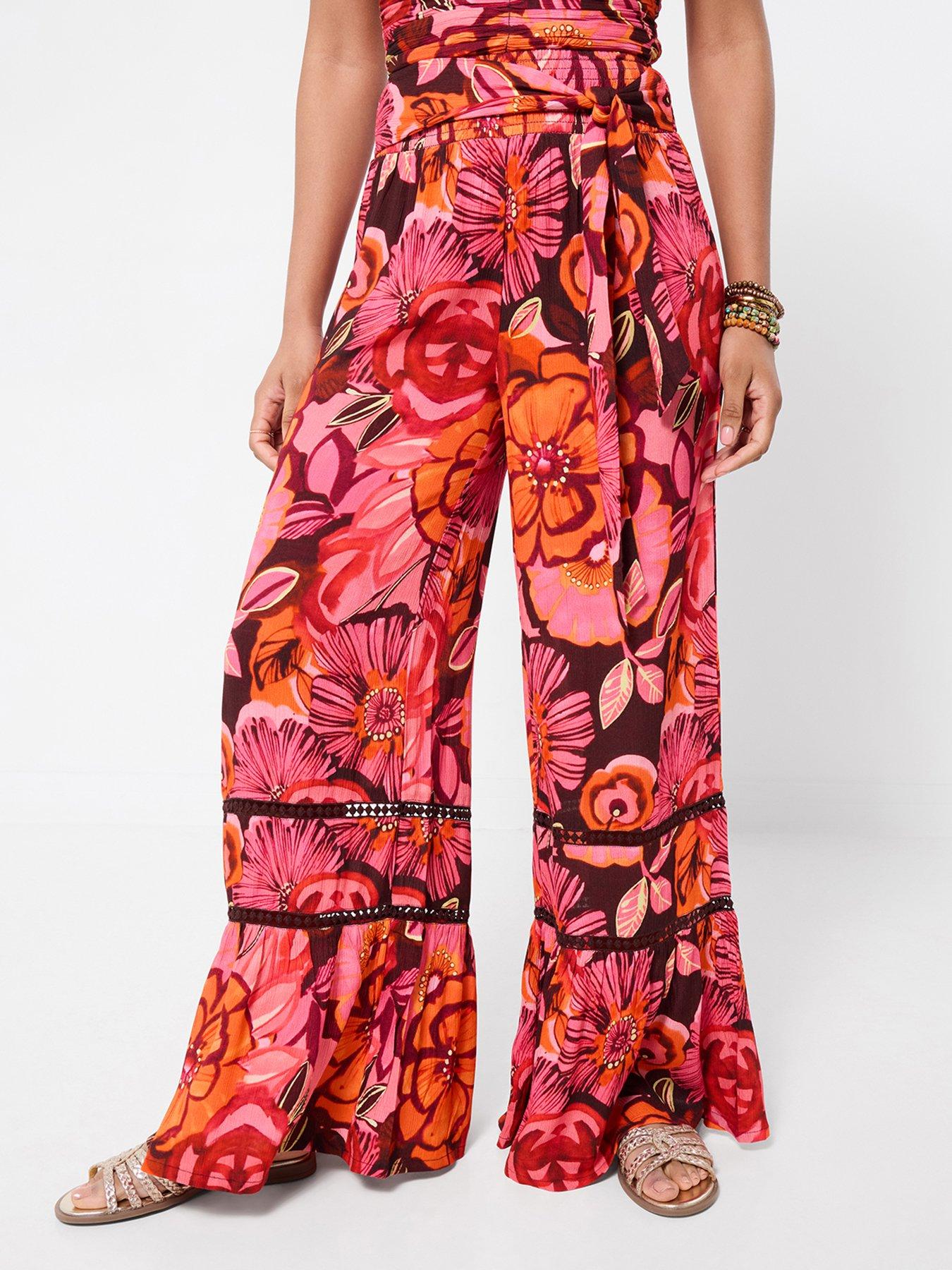 Joe Browns Fabulous Floral Wide Leg Trousers - Pink