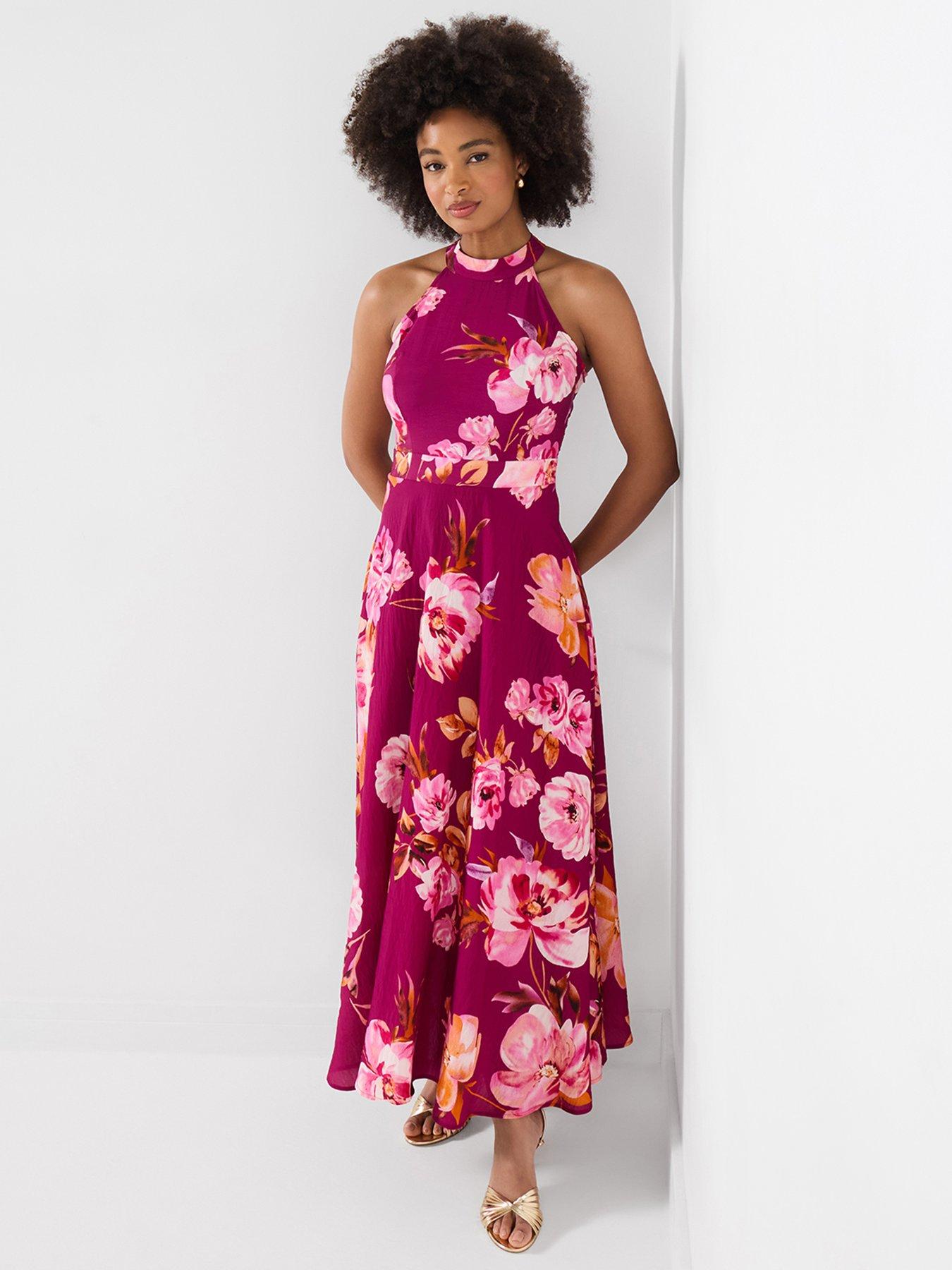 Joe Browns Lulu Floral Halter Neck Dress - Red