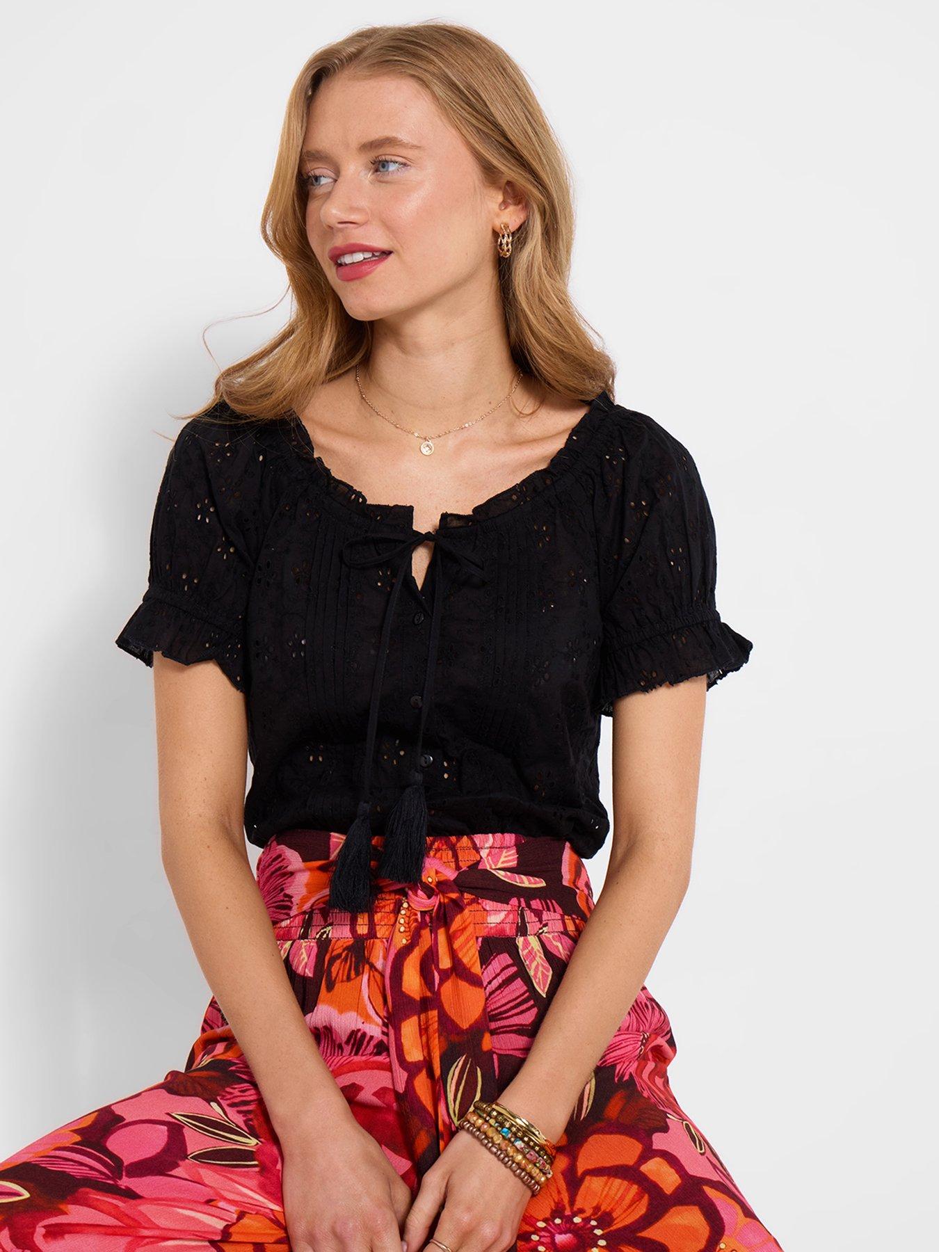 Joe Browns Beautiful Broderie Top - Black