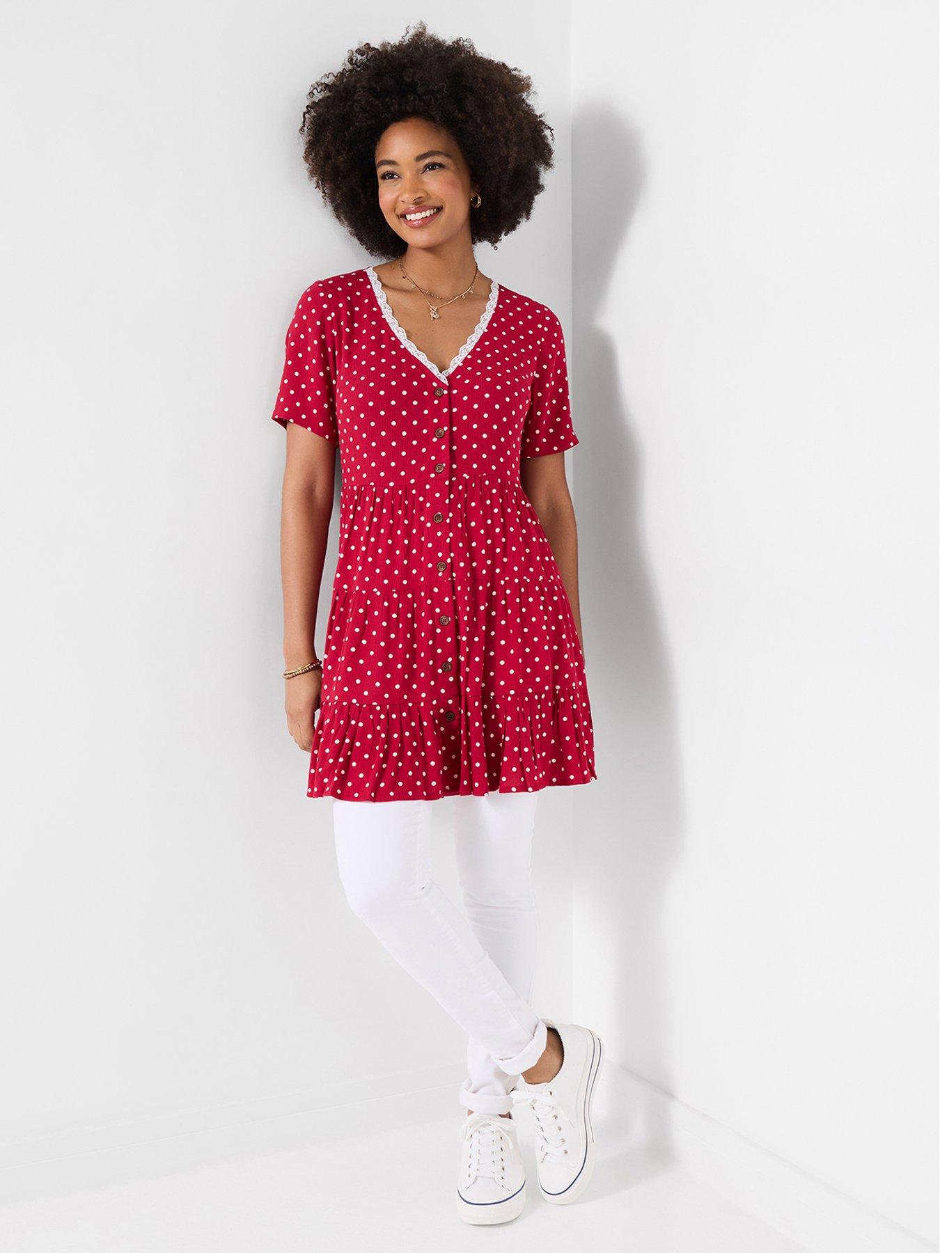 Image 3 of 6 of Joe Browns Summer Sunshine Spotty Tunic Dress - Red