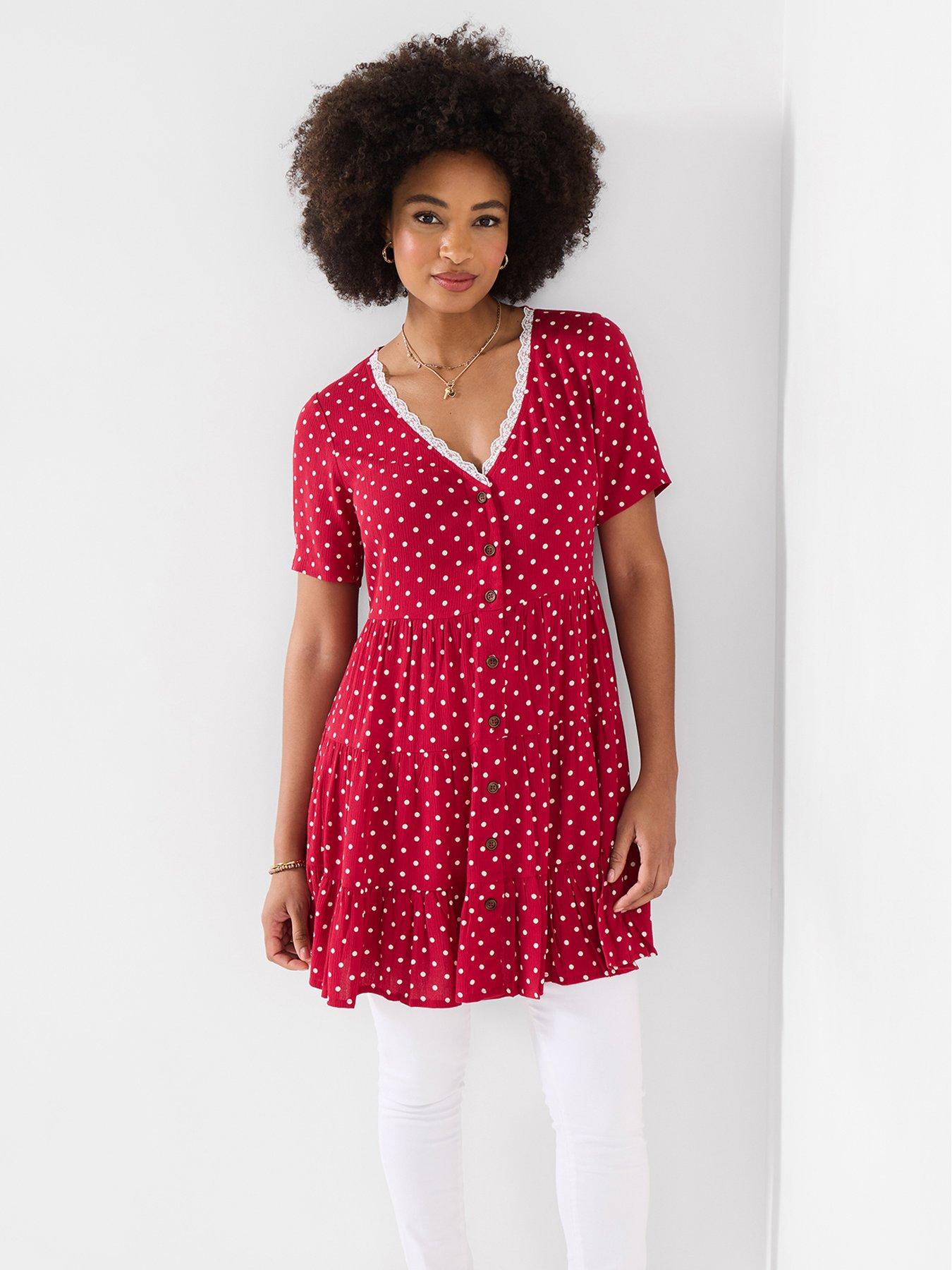 Image 4 of 6 of Joe Browns Summer Sunshine Spotty Tunic Dress - Red