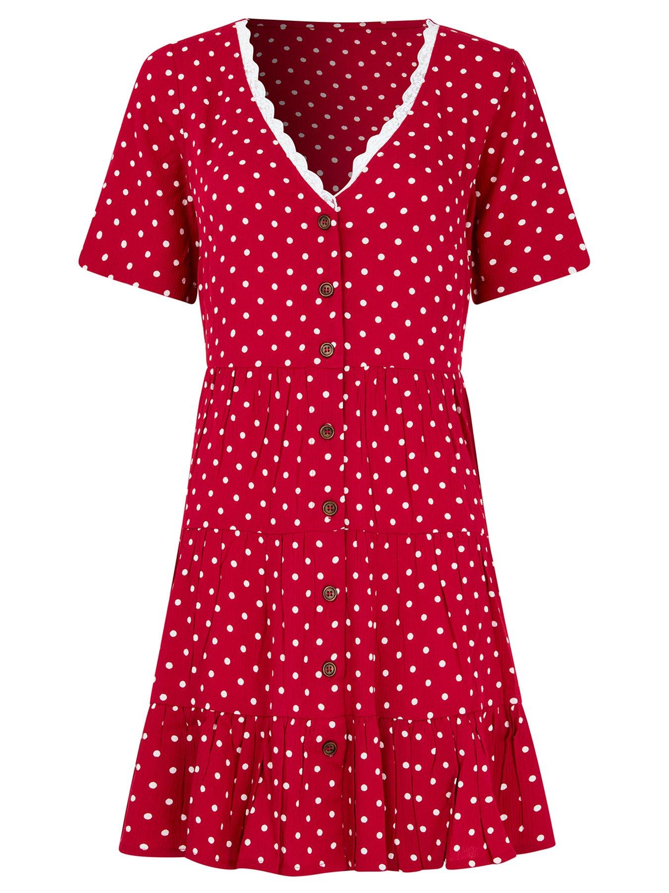 Image 6 of 6 of Joe Browns Summer Sunshine Spotty Tunic Dress - Red