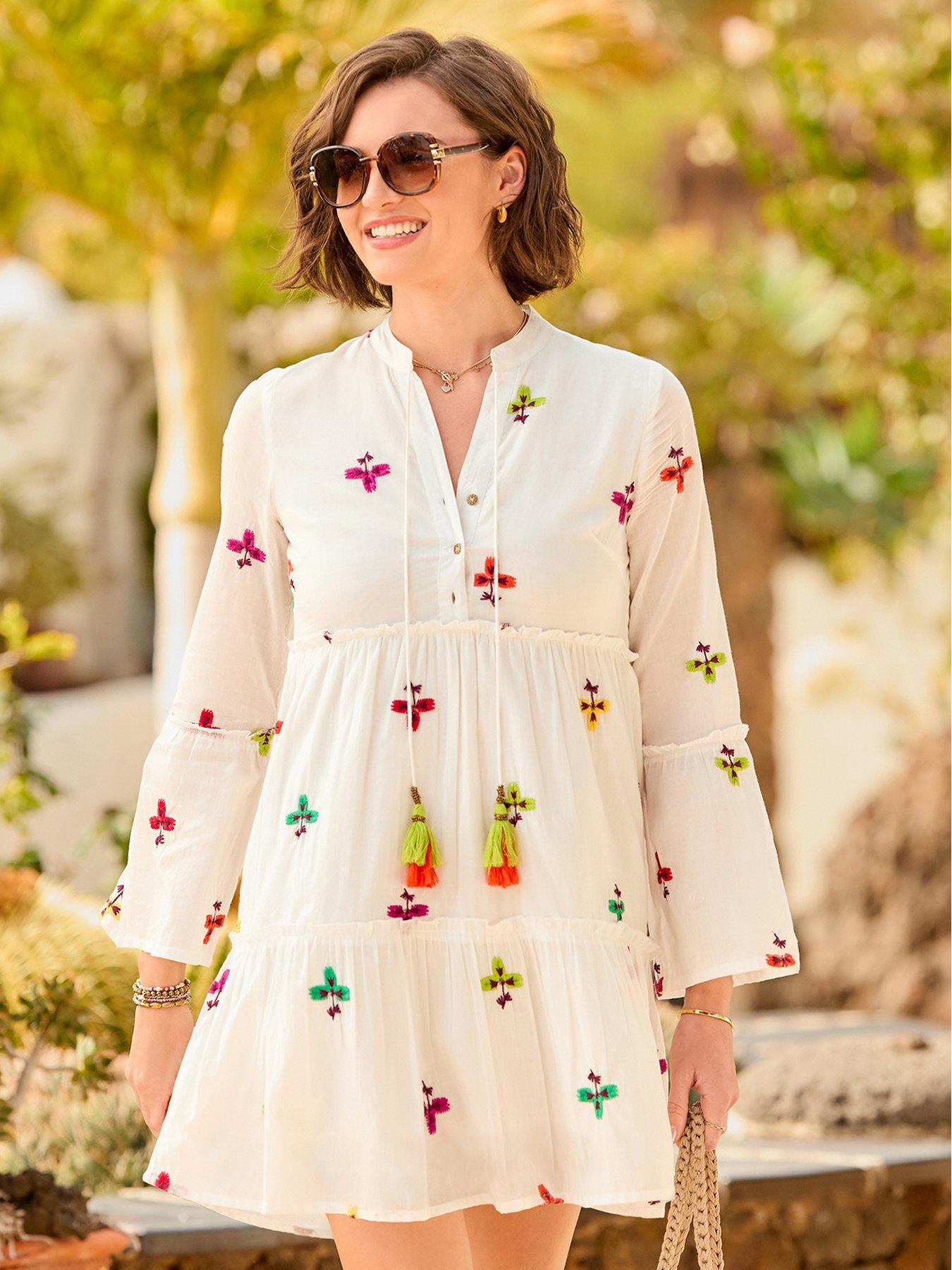 sachin and babi light blue dress White Mini Short Sleeve Belted Casual Dresses main image 1
