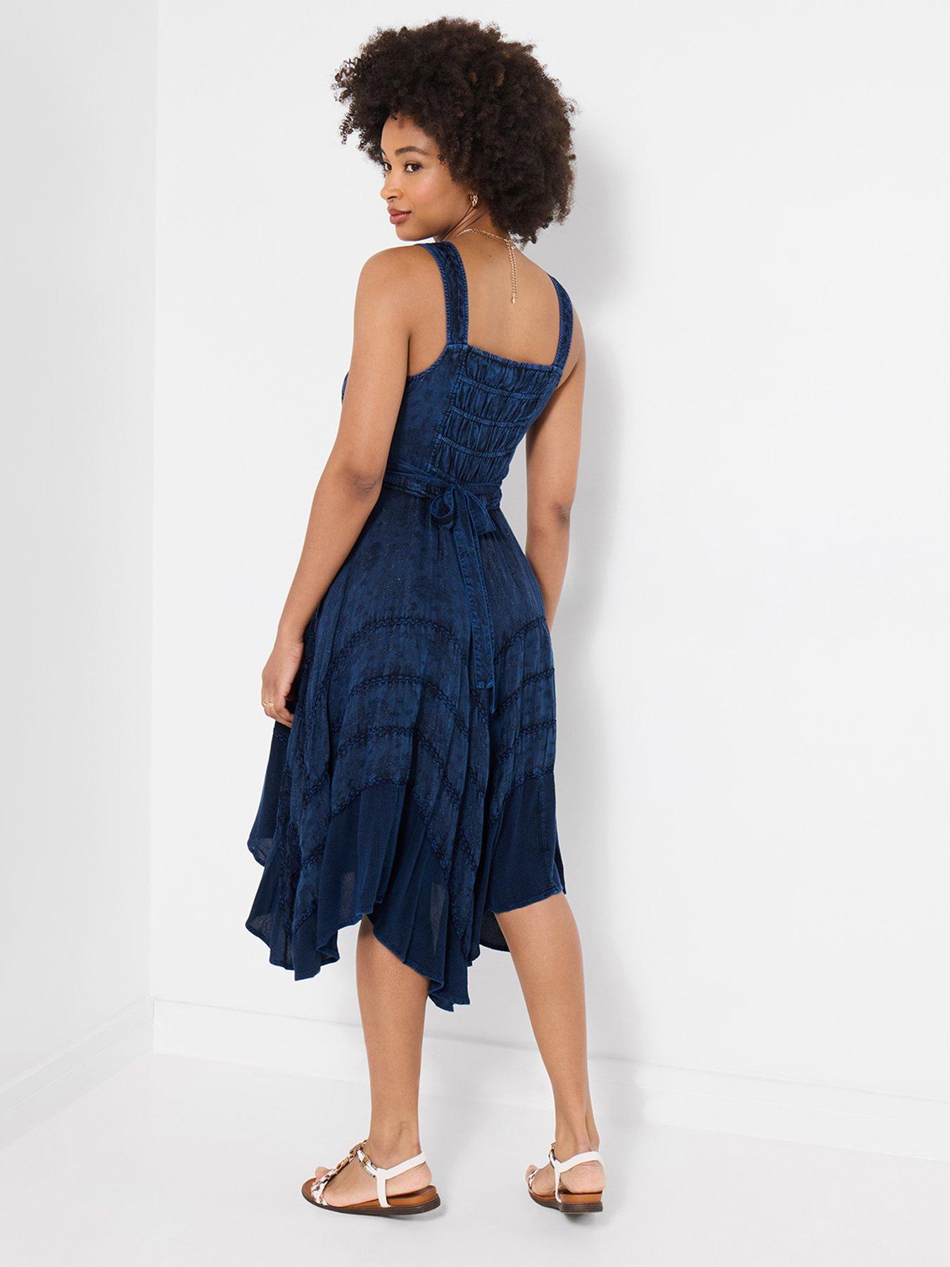 Image 3 of 6 of Joe Browns Evie Jacquard And Embroidered Dress - Navy