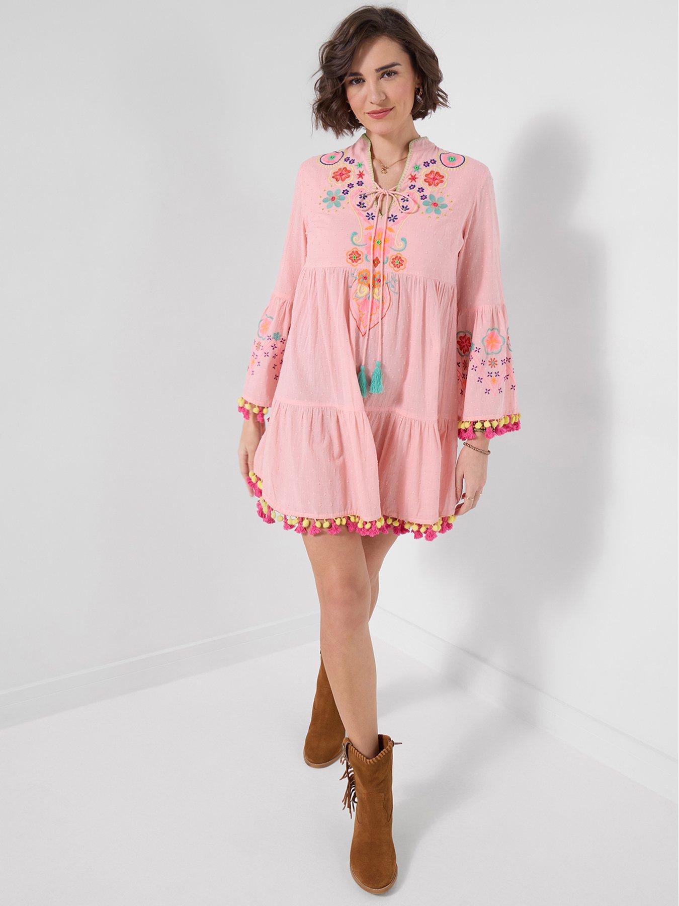 Joe Browns Delightful Doby Tunic Dress - Pink