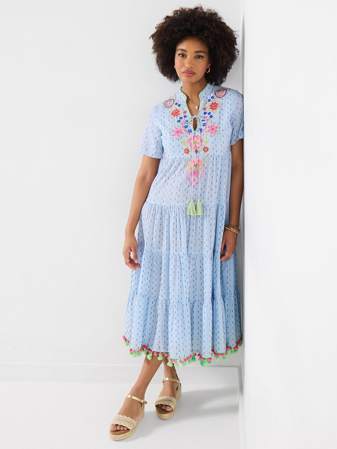 joe browns peacock dress Plus Size Midi Dress 3/4 Sleeve Crew Neck main image 1
