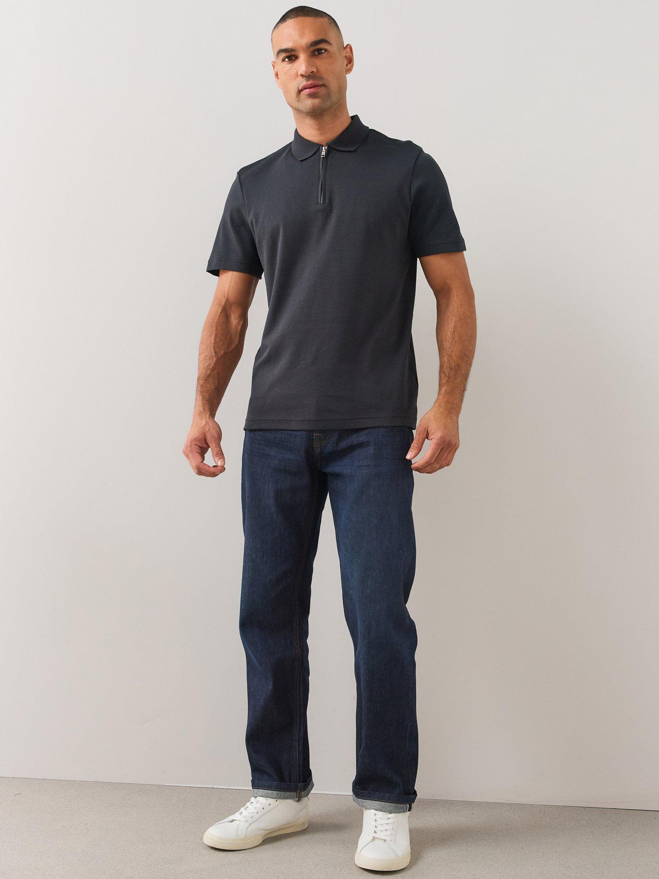Image 3 of 7 of The Very Collection Mens Pure Cotton Interlock 1/4 Zip Smart Polo - Black