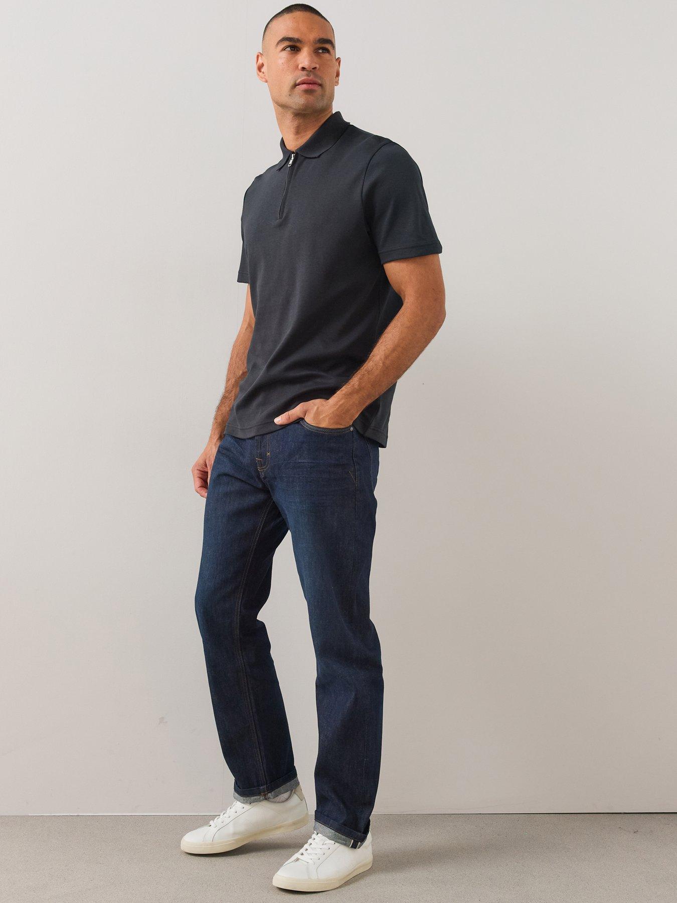 Image 6 of 7 of The Very Collection Mens Pure Cotton Interlock 1/4 Zip Smart Polo - Black