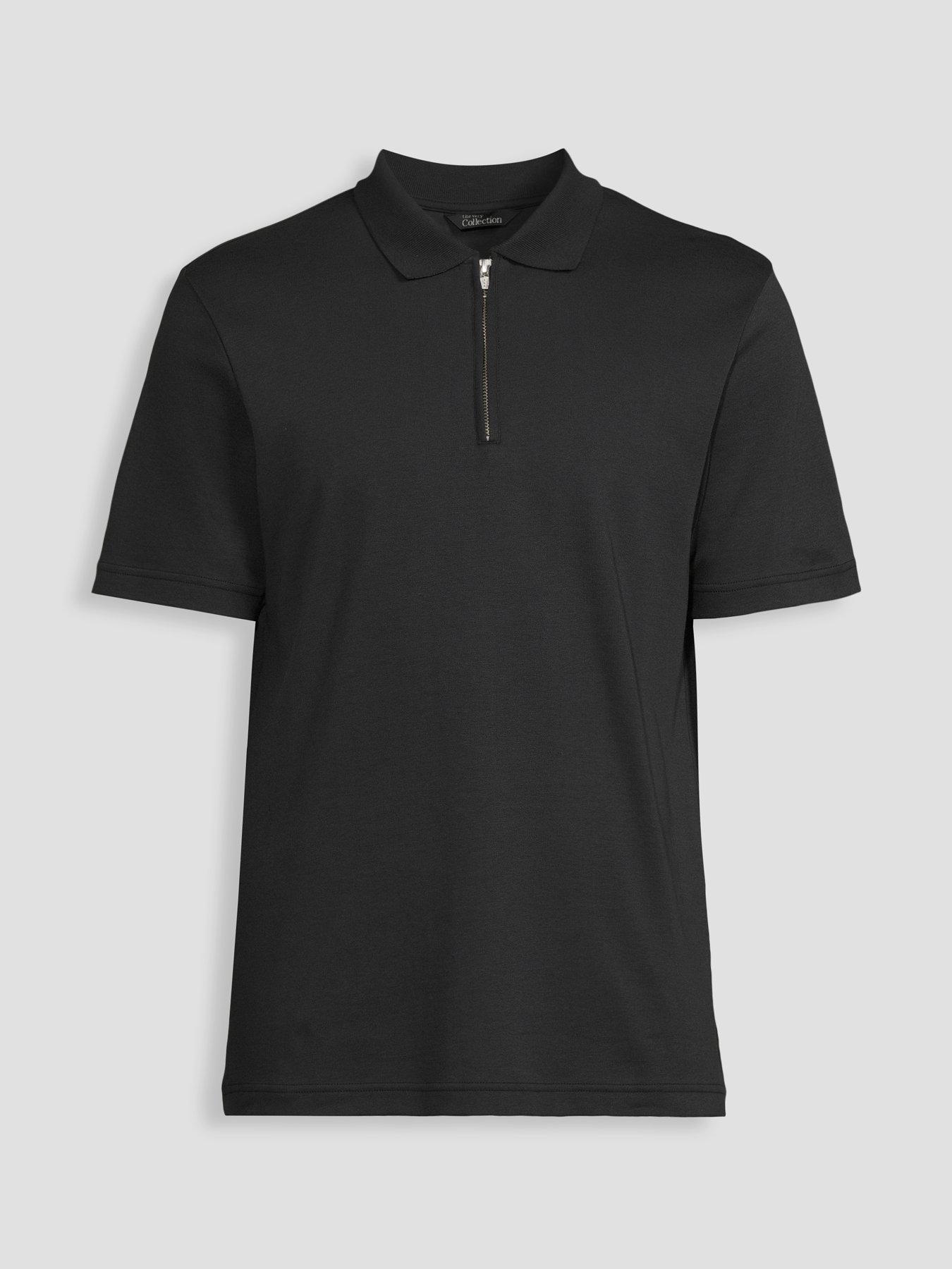 Image 7 of 7 of The Very Collection Mens Pure Cotton Interlock 1/4 Zip Smart Polo - Black