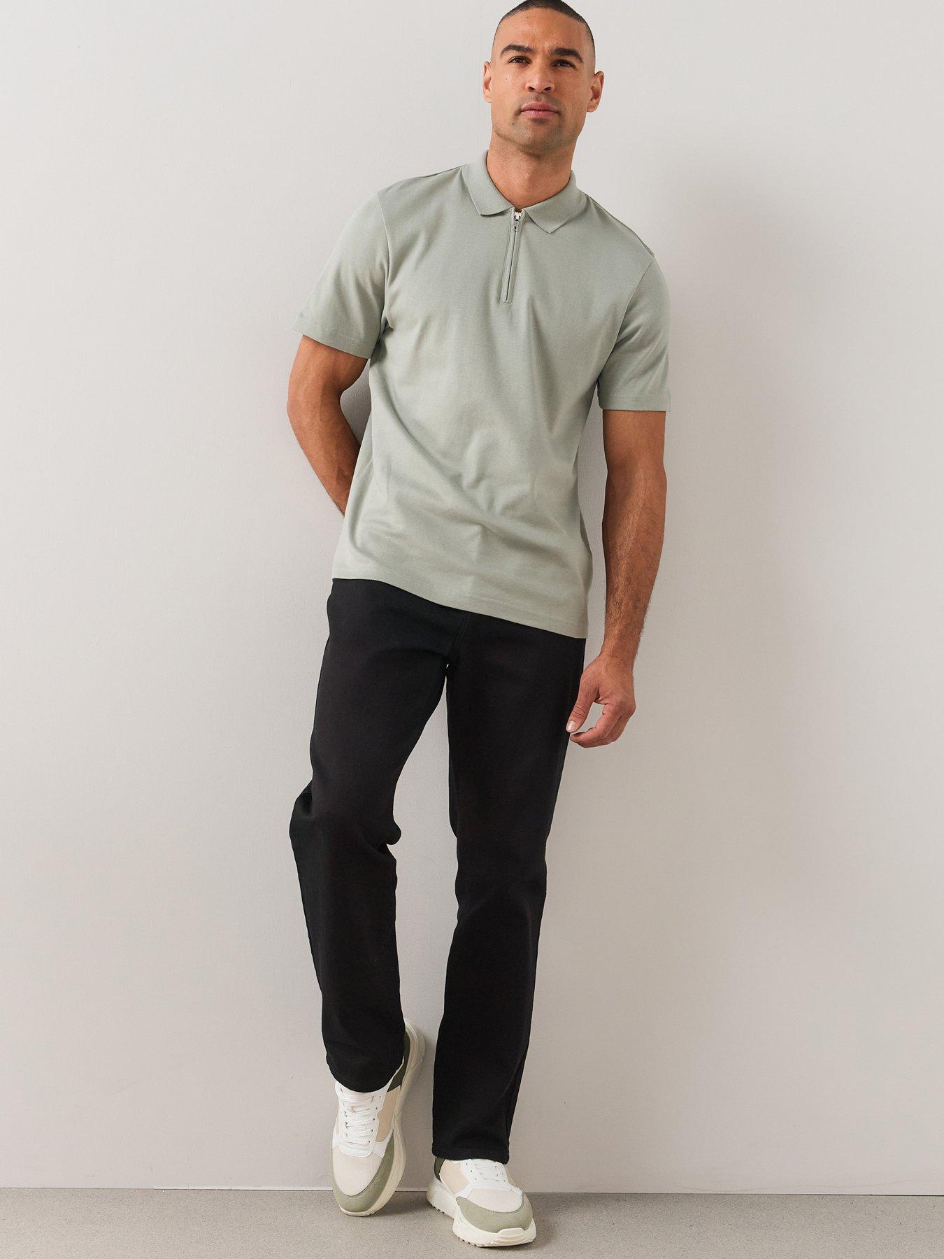 Image 6 of 7 of The Very Collection Mens Pure Cotton Interlock 1/4 Zip Smart Polo - Grey