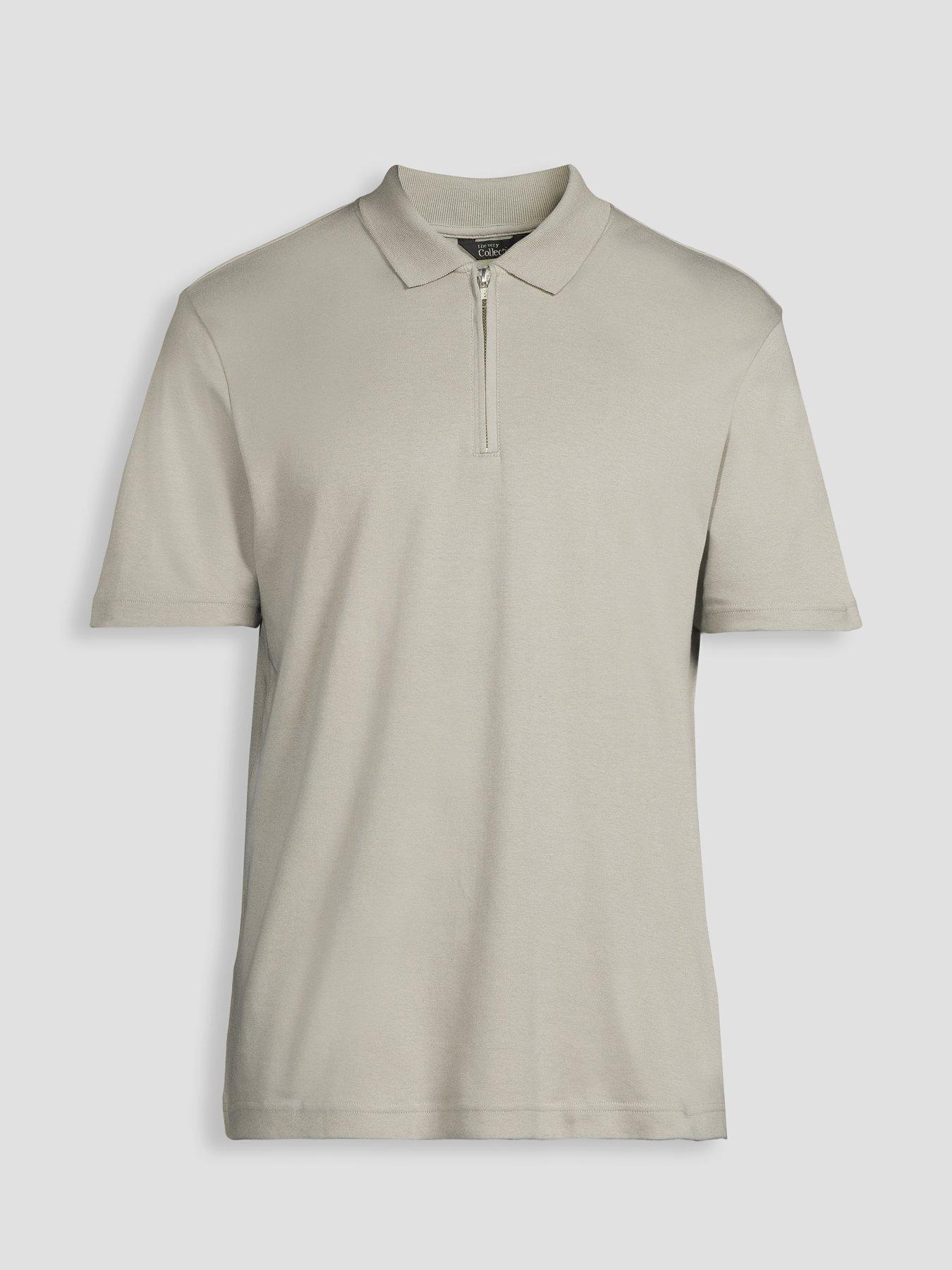 Image 7 of 7 of The Very Collection Mens Pure Cotton Interlock 1/4 Zip Smart Polo - Grey