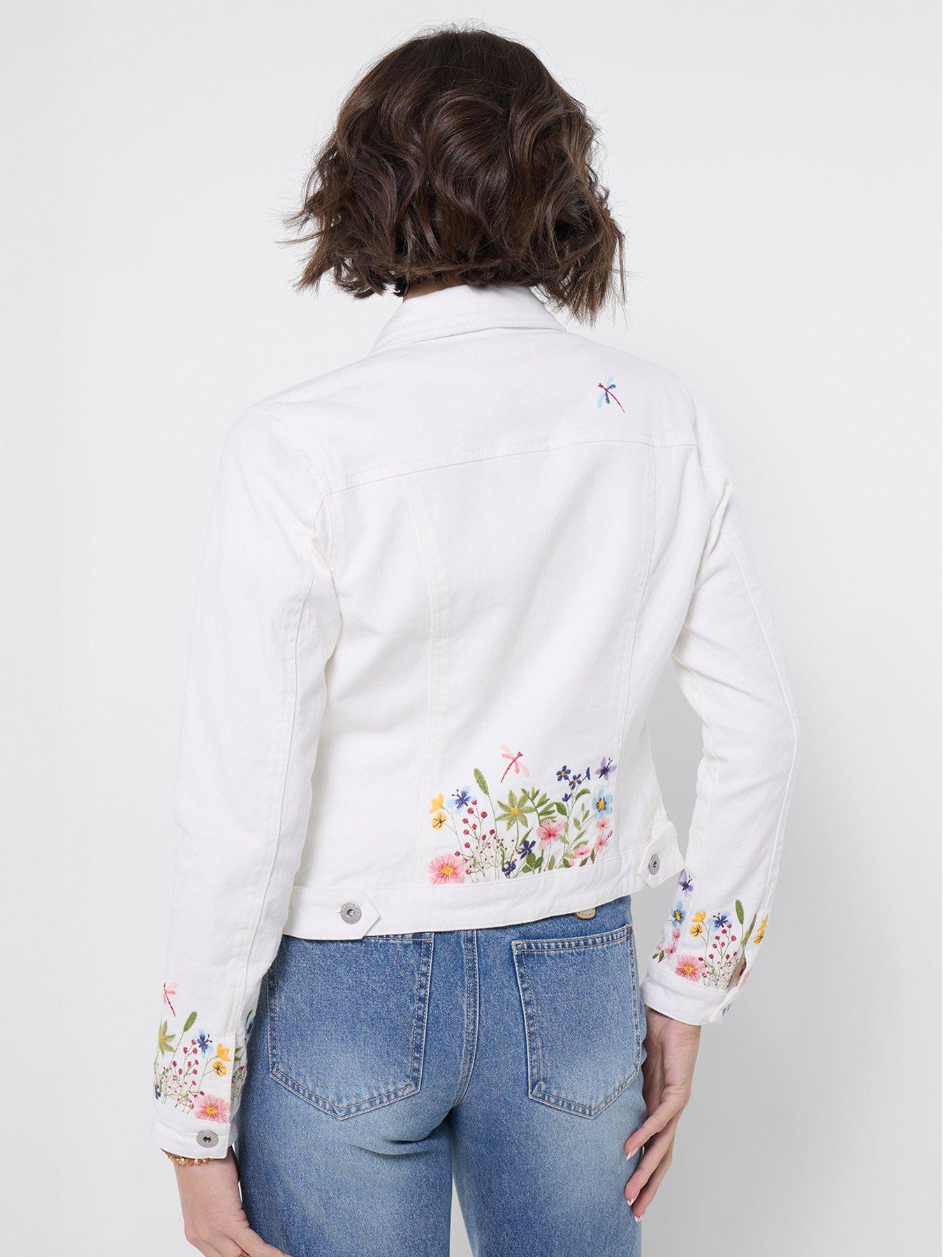 Image 2 of 6 of Joe Browns Spring Meadows Embroidered Denim Jacket - White