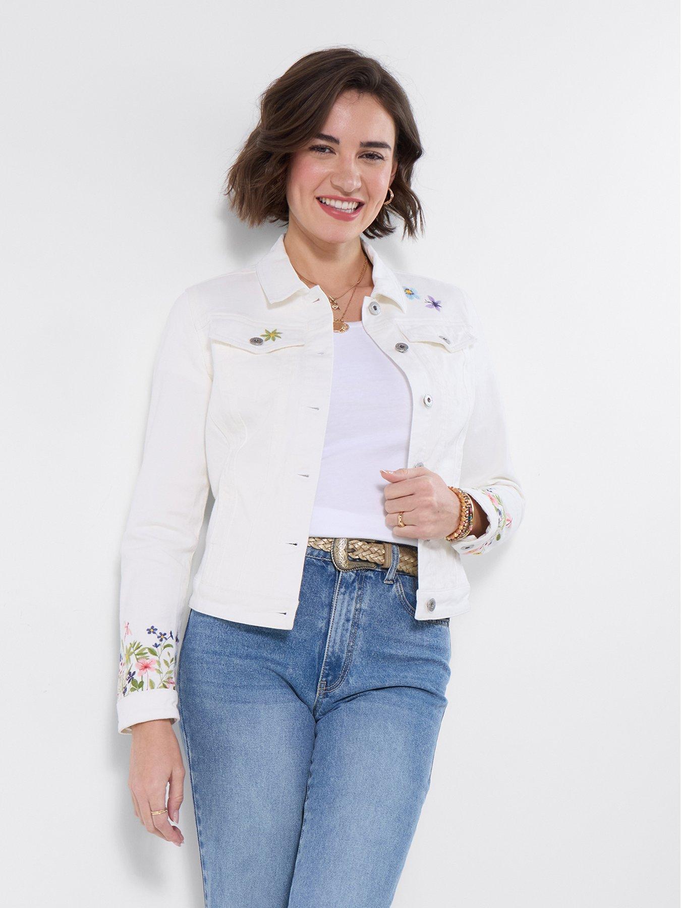 Image 3 of 6 of Joe Browns Spring Meadows Embroidered Denim Jacket - White