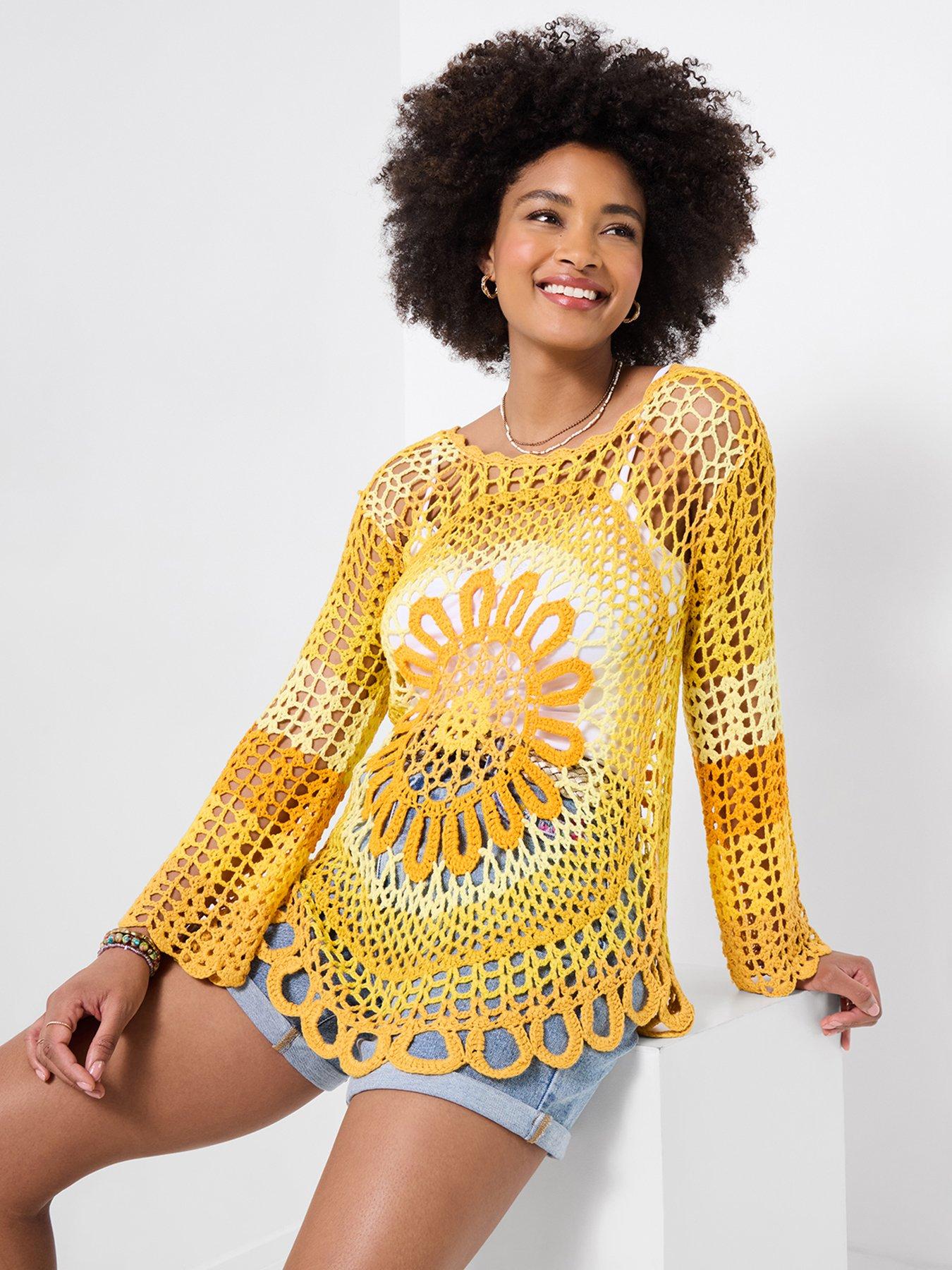Image 1 of 5 of Joe Browns Summer Sunshine Crochet Top - Yellow