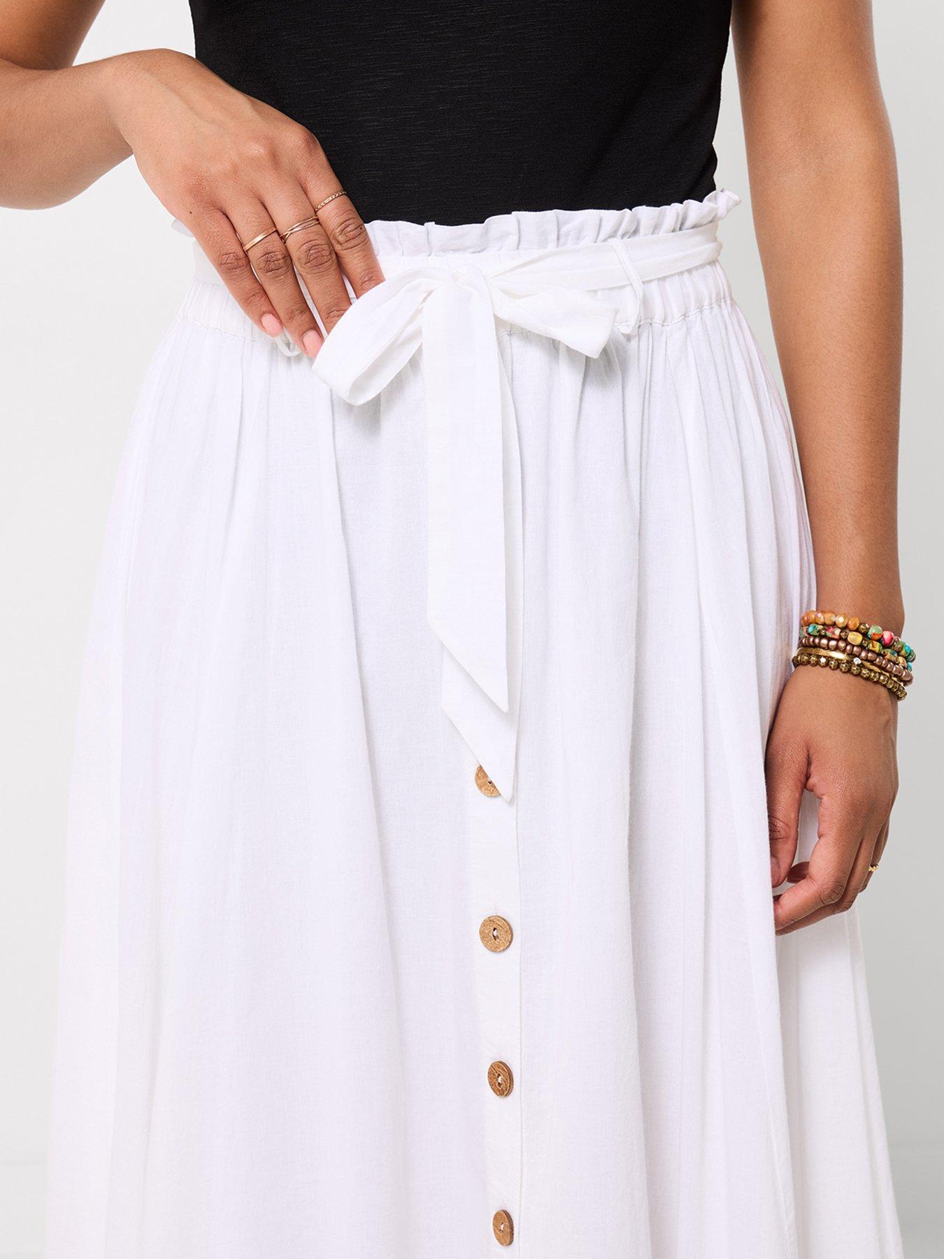 Image 5 of 7 of Joe Browns Beautiful Button Front Lace Trim Skirt - White
