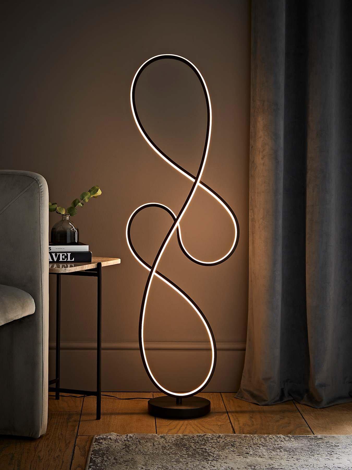 Image 1 of 7 of ValueLights Infinity Black Swirl Integrated Led Floor Lamp