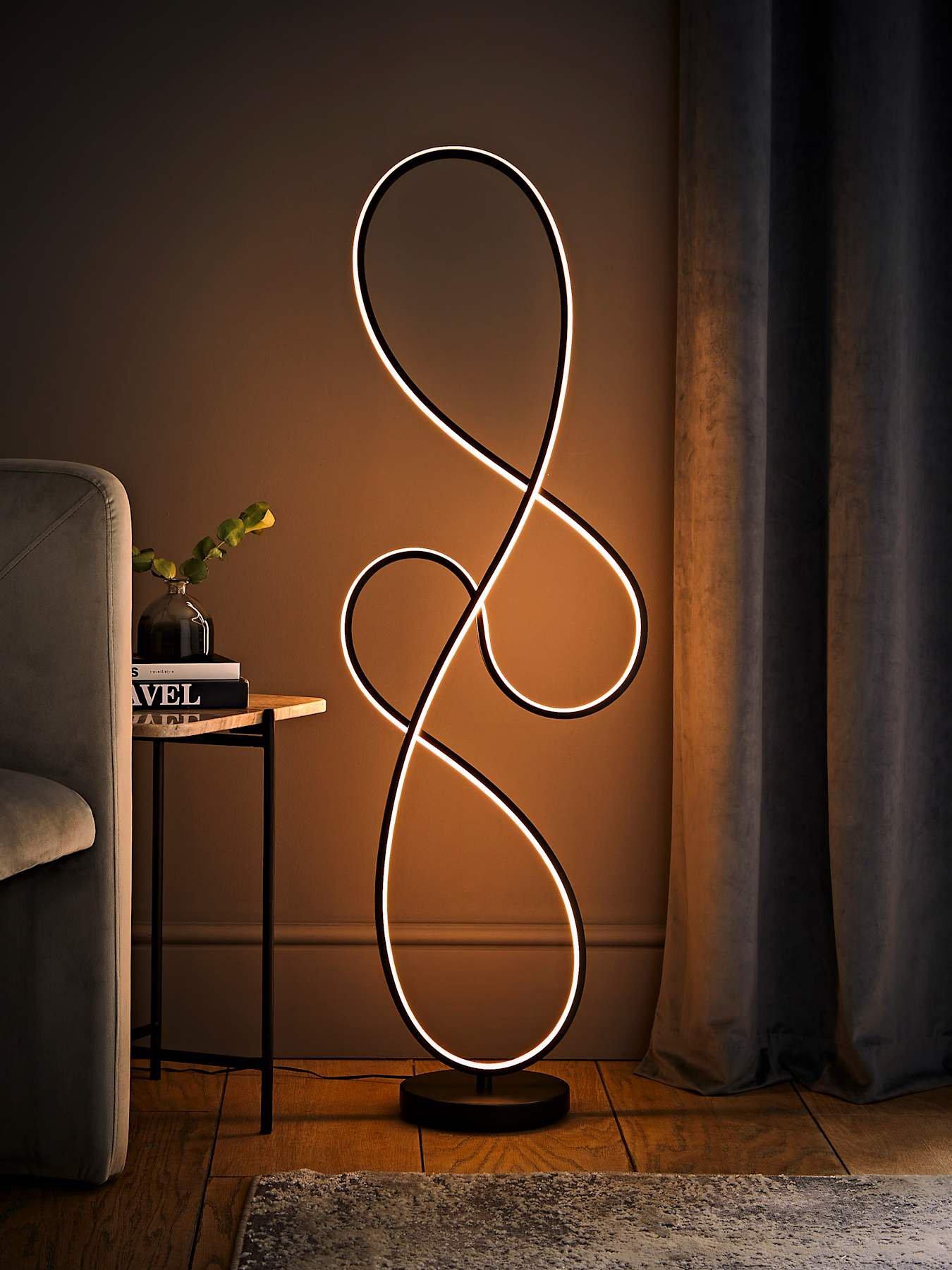 Image 5 of 7 of ValueLights Infinity Black Swirl Integrated Led Floor Lamp