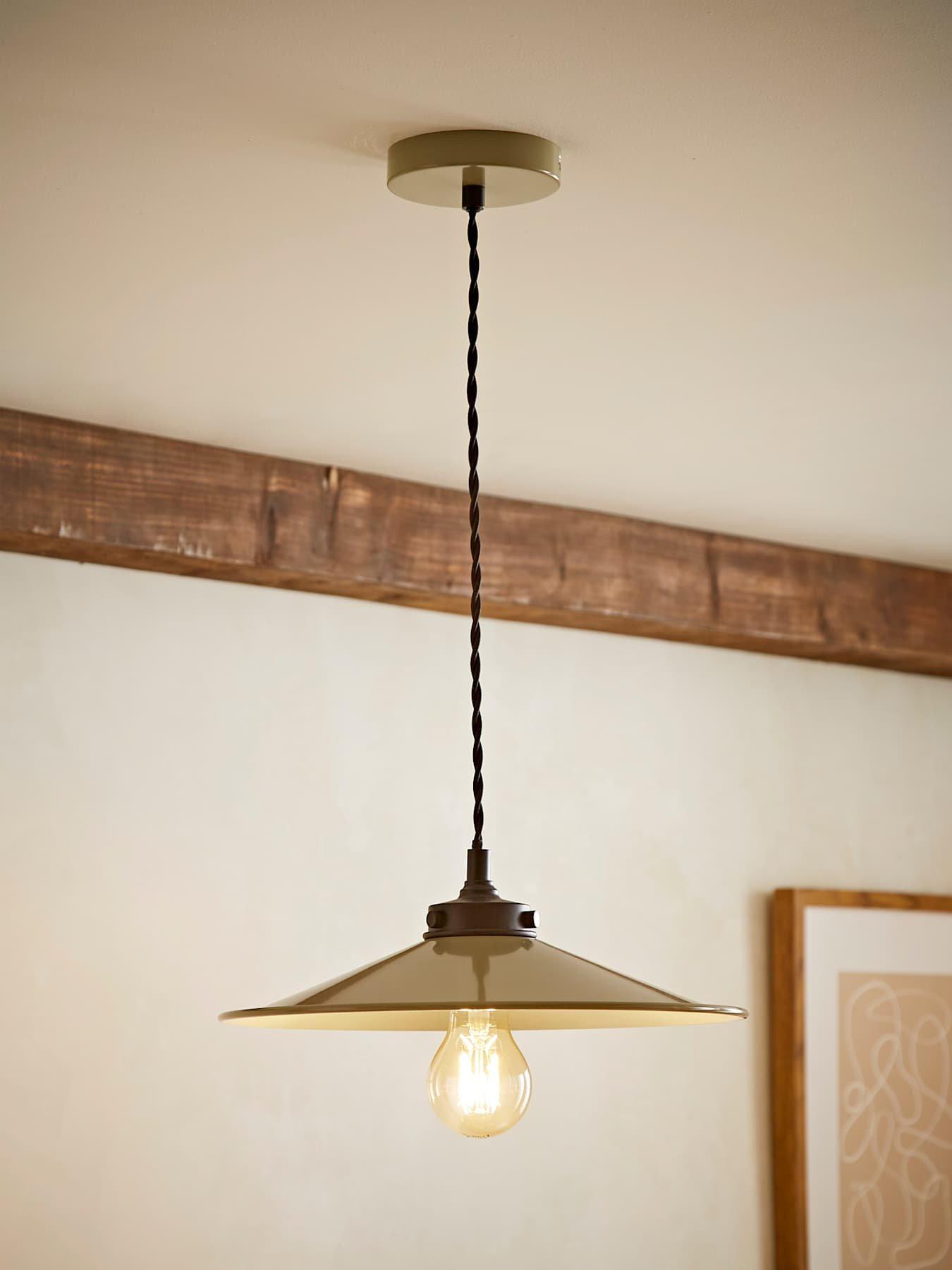 ValueLights Hampstead Green Rolled Edge Tapered Pendant Ceiling Light