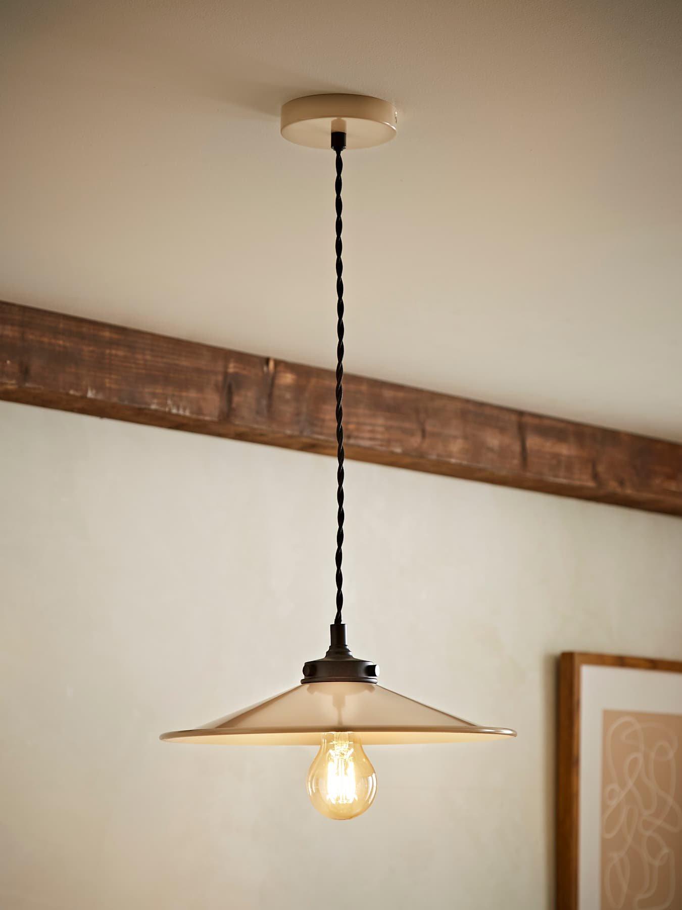 Image 1 of 7 of ValueLights Hampstead Natural Rolled Edge Tapered Pendant Ceiling Light