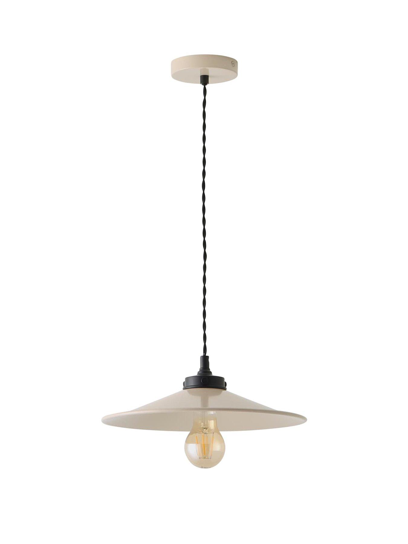 Image 2 of 7 of ValueLights Hampstead Natural Rolled Edge Tapered Pendant Ceiling Light
