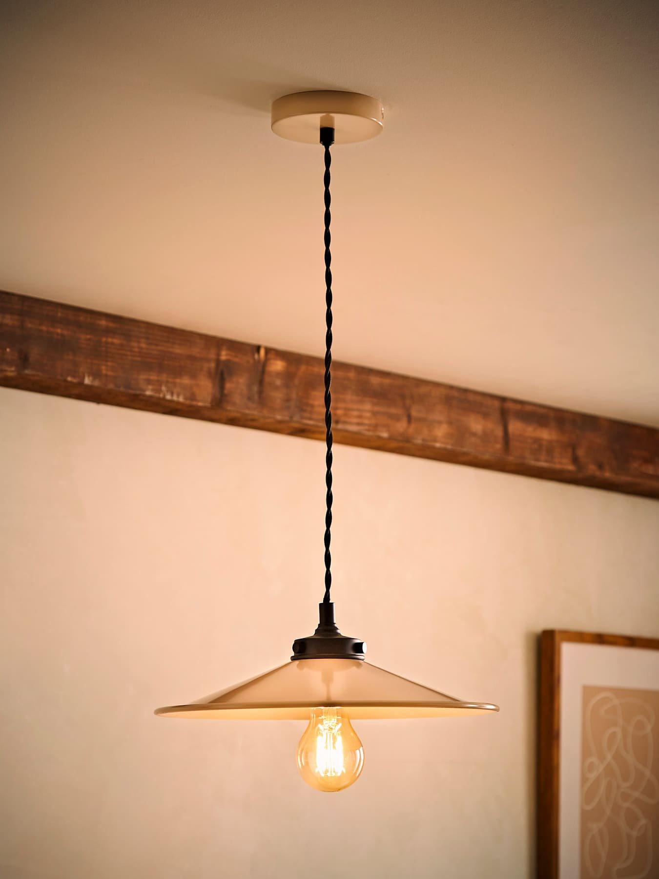 Image 5 of 7 of ValueLights Hampstead Natural Rolled Edge Tapered Pendant Ceiling Light