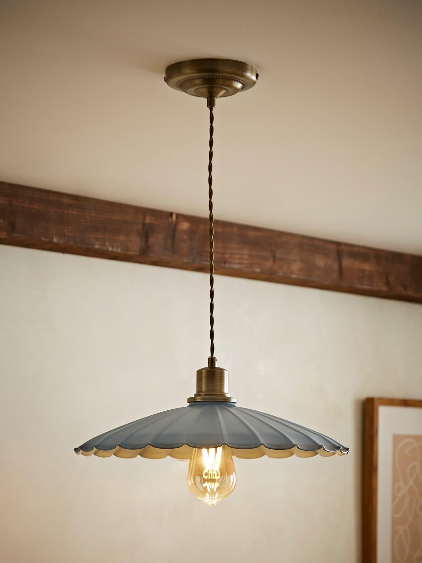 Image 1 of 7 of ValueLights Holborn Blue Scallop Pendant Ceiling Light
