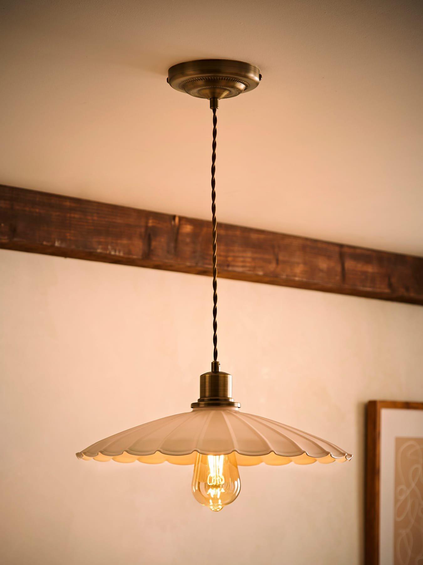 Image 5 of 7 of ValueLights Holborn Cream Scallop Pendant Ceiling Light