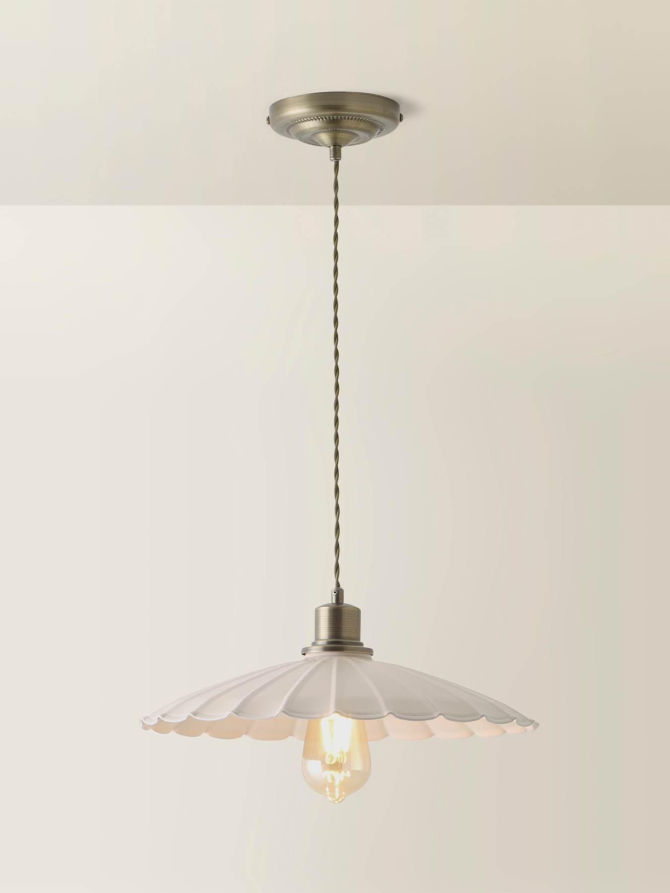 Image 6 of 7 of ValueLights Holborn Cream Scallop Pendant Ceiling Light