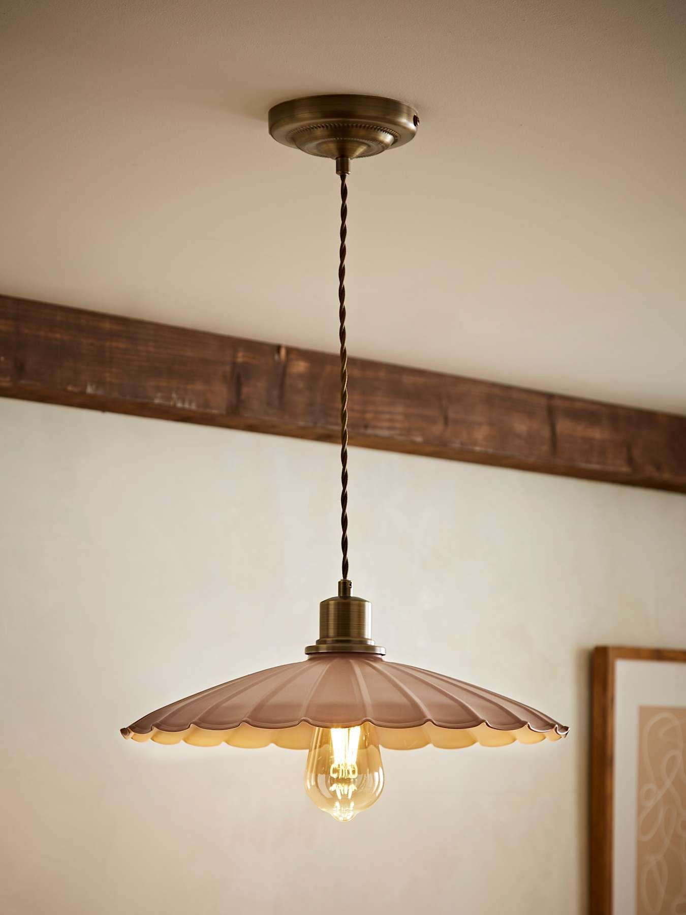 Image 1 of 7 of ValueLights Holborn Dusky Pink Scallop Pendant Ceiling Light
