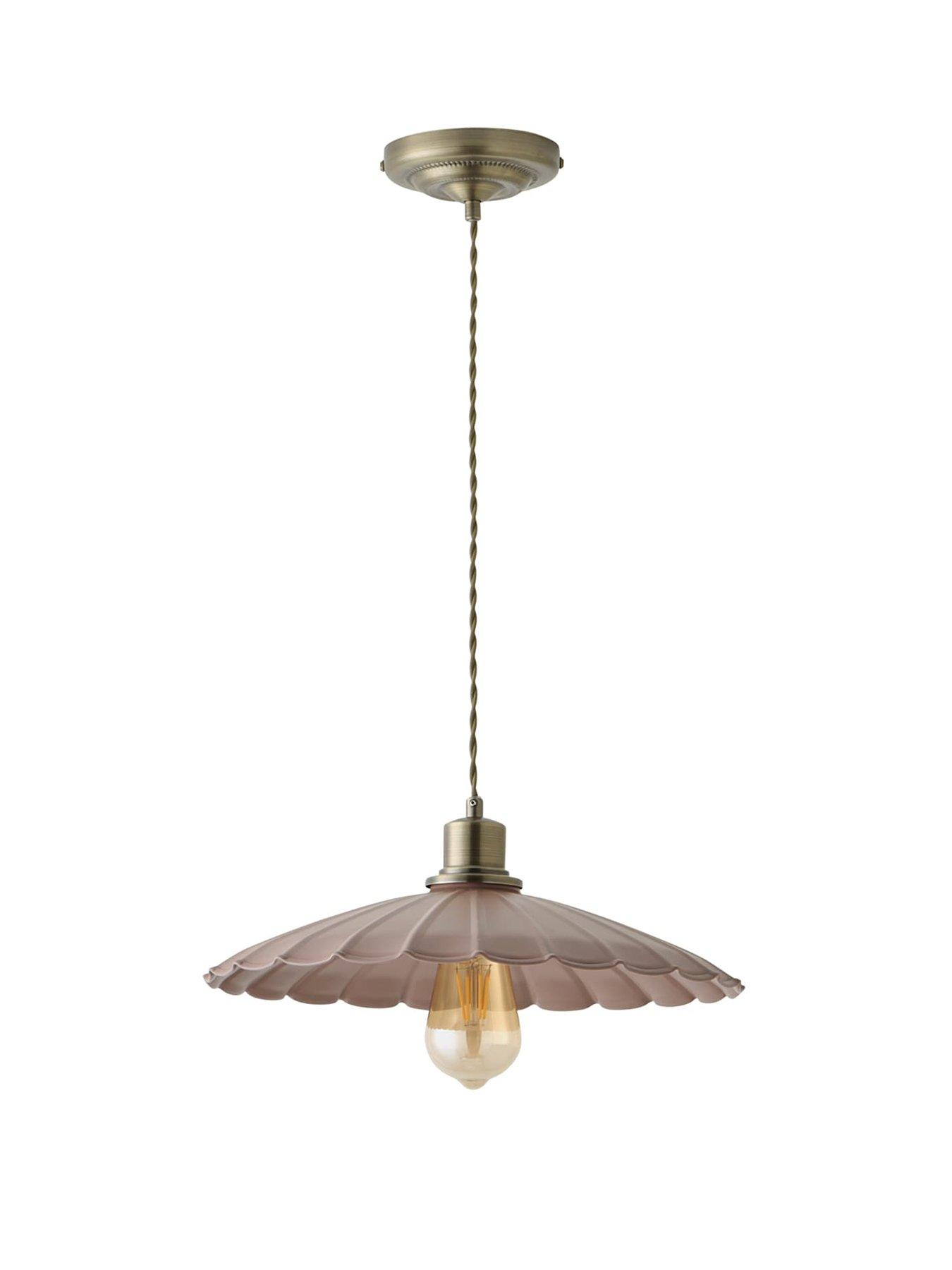 Image 2 of 7 of ValueLights Holborn Dusky Pink Scallop Pendant Ceiling Light