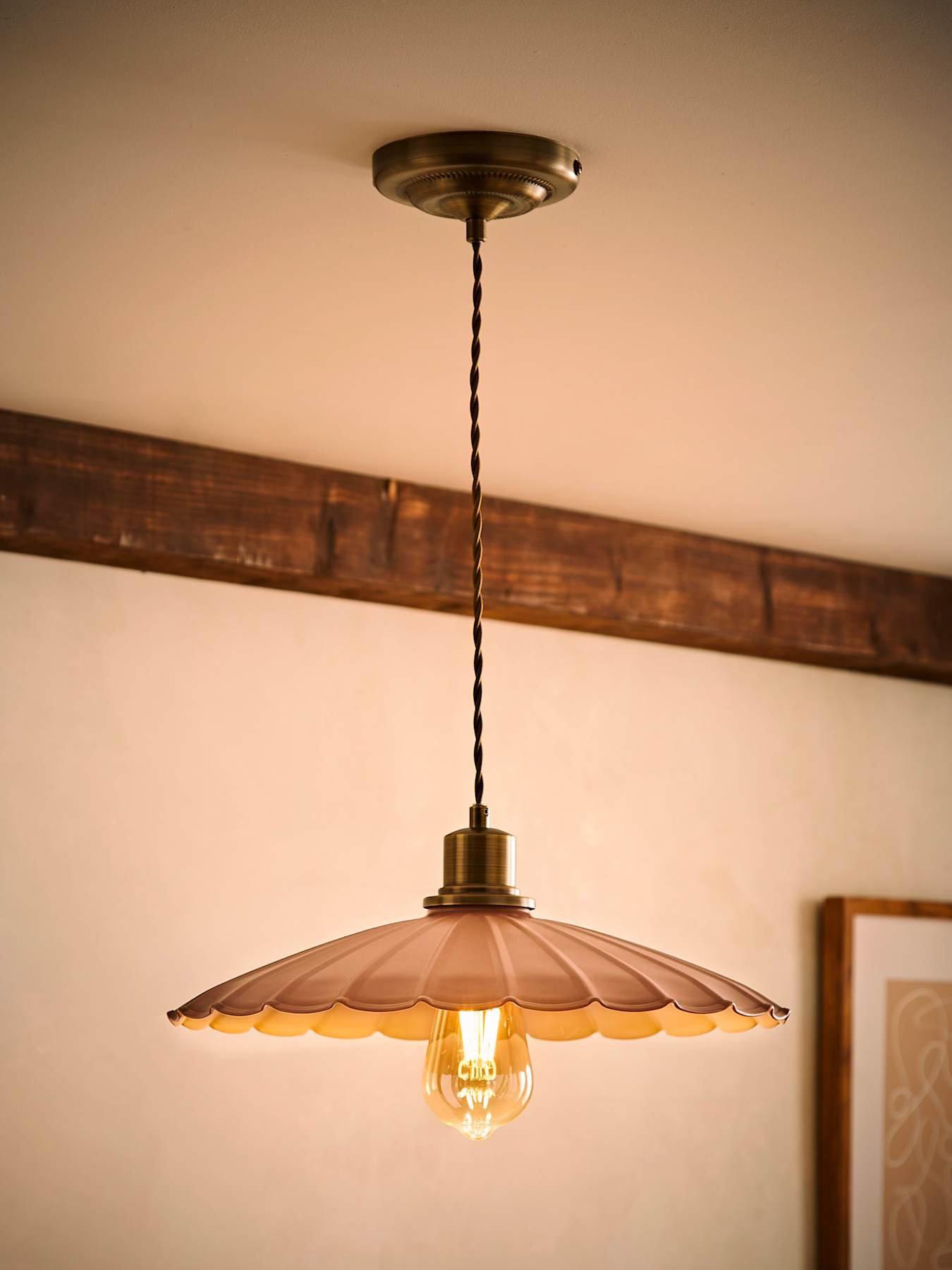 Image 5 of 7 of ValueLights Holborn Dusky Pink Scallop Pendant Ceiling Light