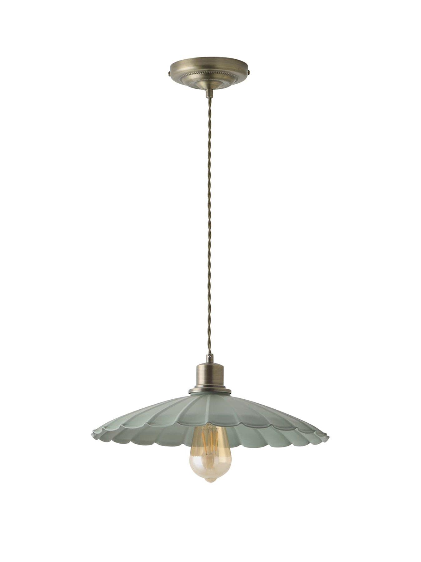 Image 2 of 7 of ValueLights Holborn Moss Green Scallop Pendant Ceiling Light