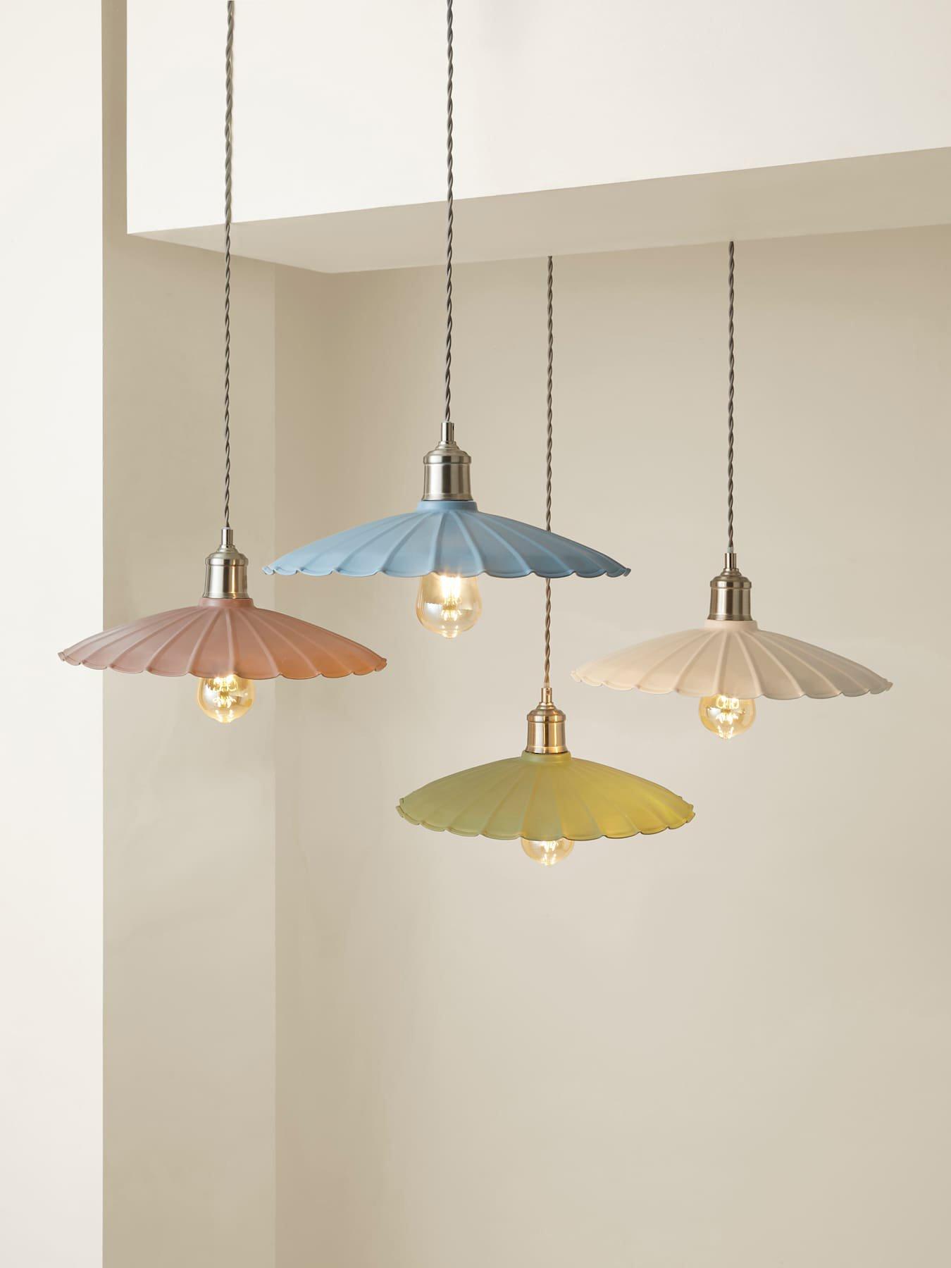 Image 7 of 7 of ValueLights Holborn Moss Green Scallop Pendant Ceiling Light