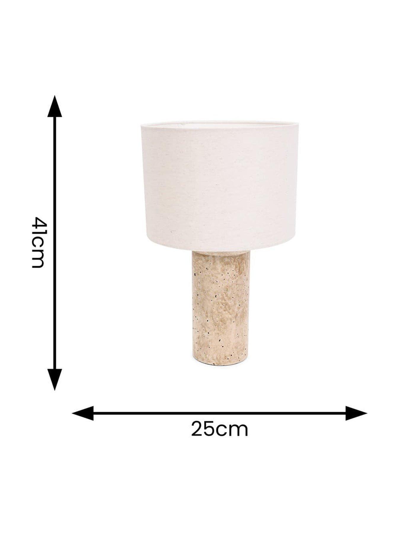 Image 7 of 7 of ValueLights Chloe Natural Marble Effect Bedside Table Lamp With Neutral Linen Shade