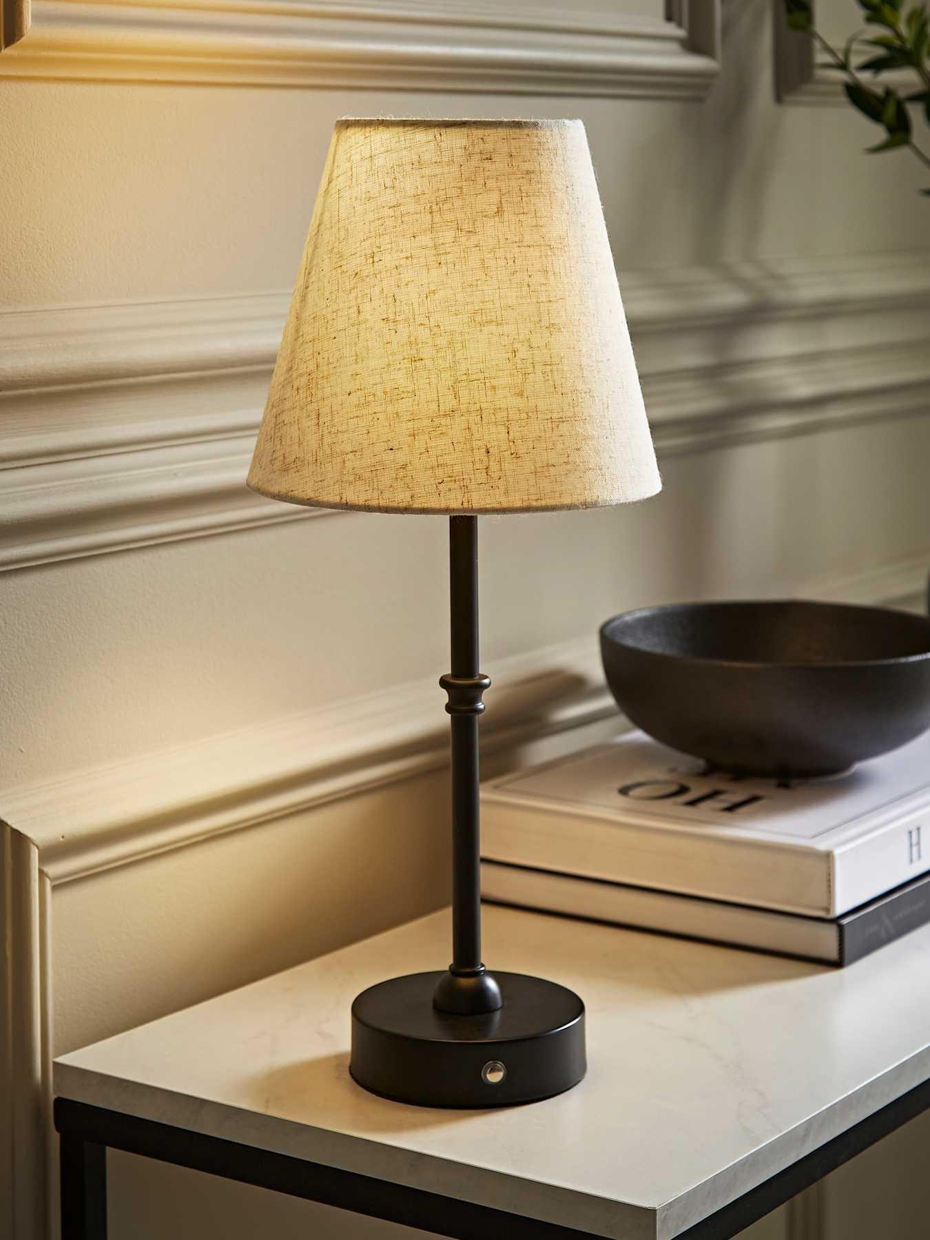 Image 1 of 7 of ValueLights Lowe Matt Black Rechargeable Led Portable Table Lamp