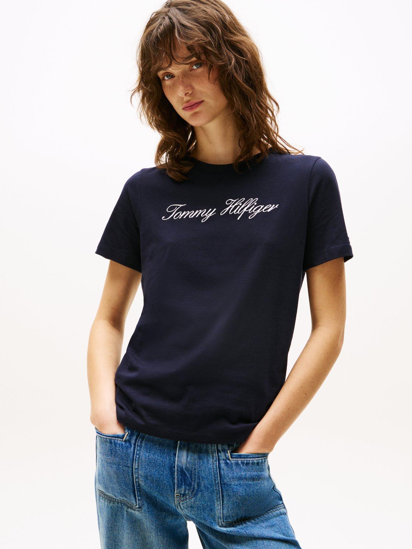 Tommy Hilfiger Women's Blue (Nos Desert Sky) ’S Short Sleeve Round Neck Regular Script T-Shirt - Image 2