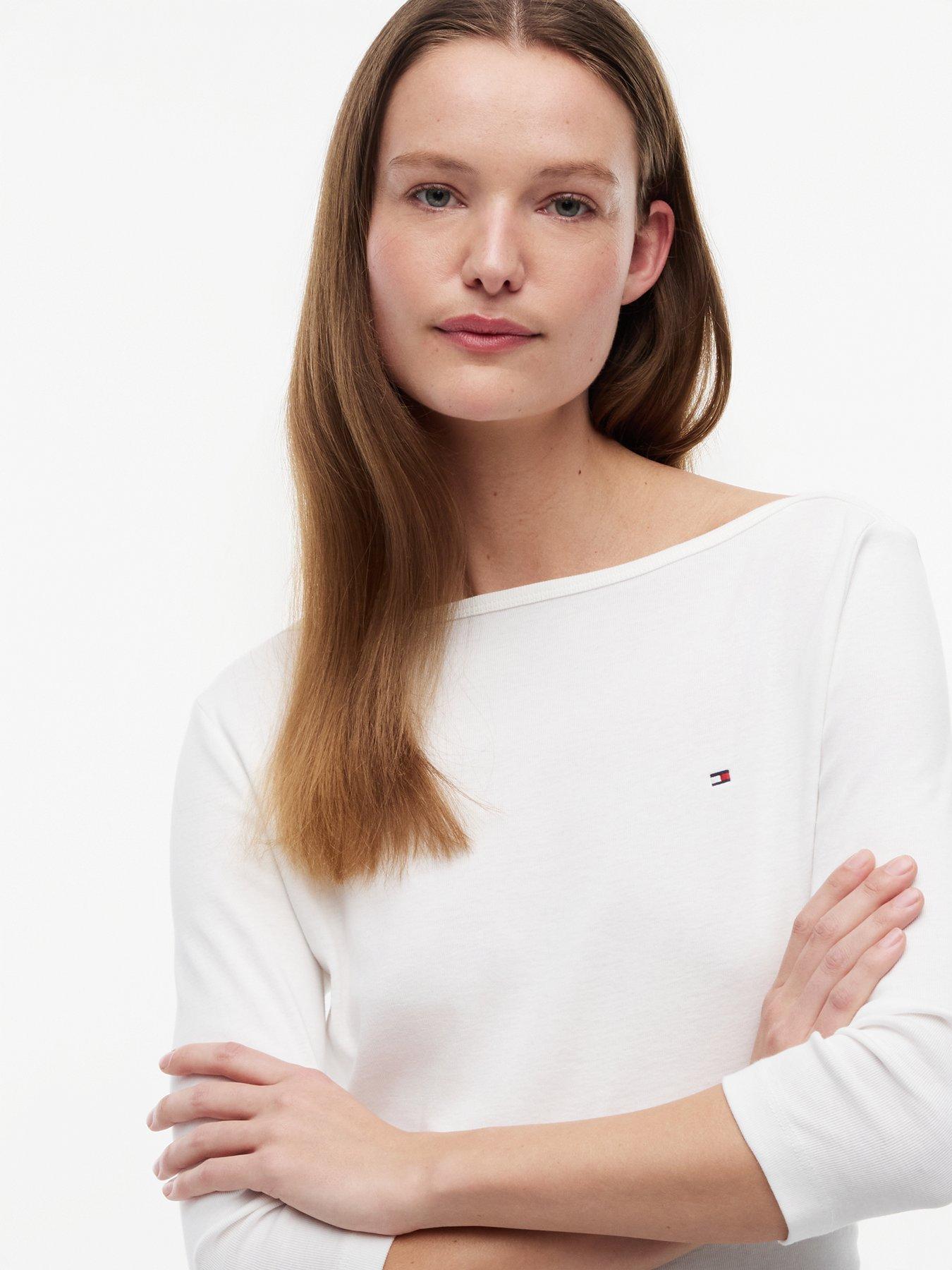 Image 4 of 5 of Tommy Hilfiger Boat Neck Top - &nbsp;White