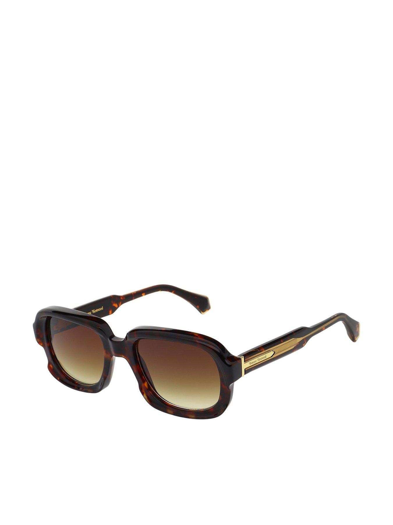 Image 1 of 3 of Vivienne Westwood Rounded Sunglasses With Curves- Dark Havana