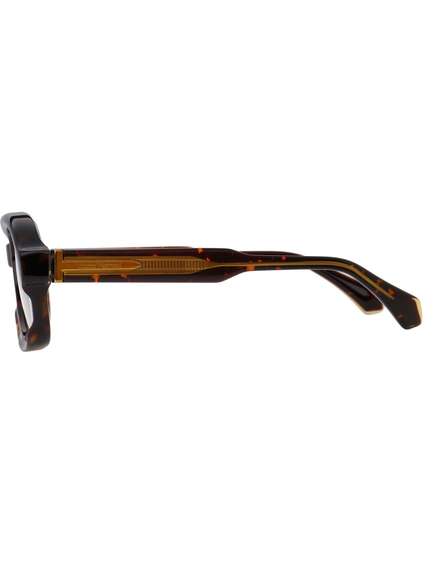 Image 2 of 3 of Vivienne Westwood Rounded Sunglasses With Curves- Dark Havana