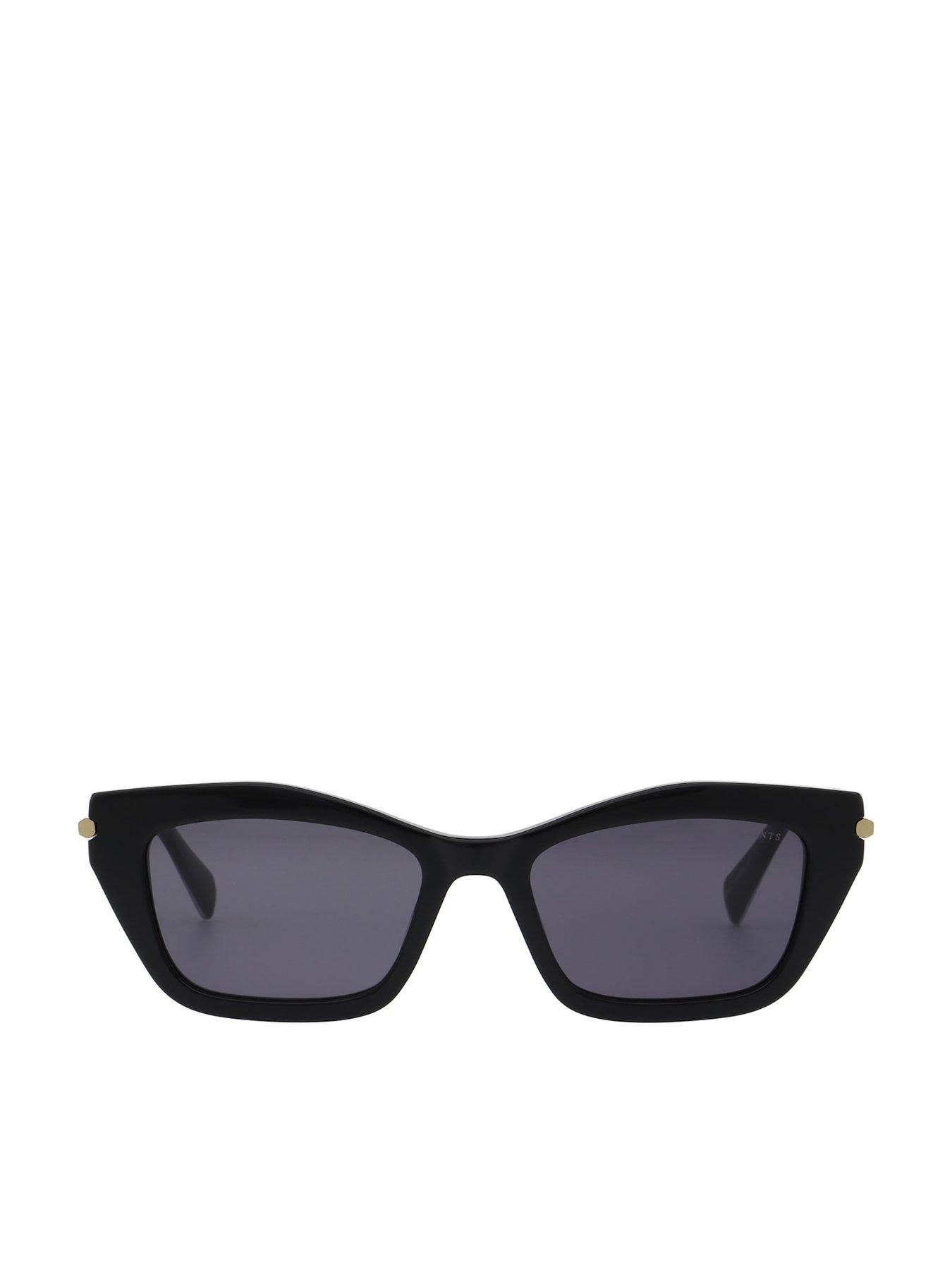 Image 1 of 3 of AllSaints Cat Eye Black Frame Sunglasses- Dark Grey Lens