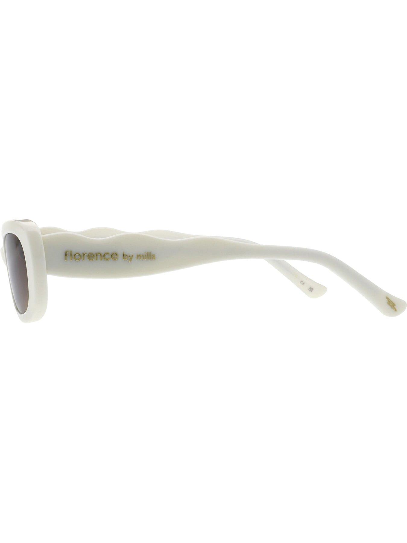 Image 2 of 3 of AllSaints Shallow Oval Sunglasses- Cream