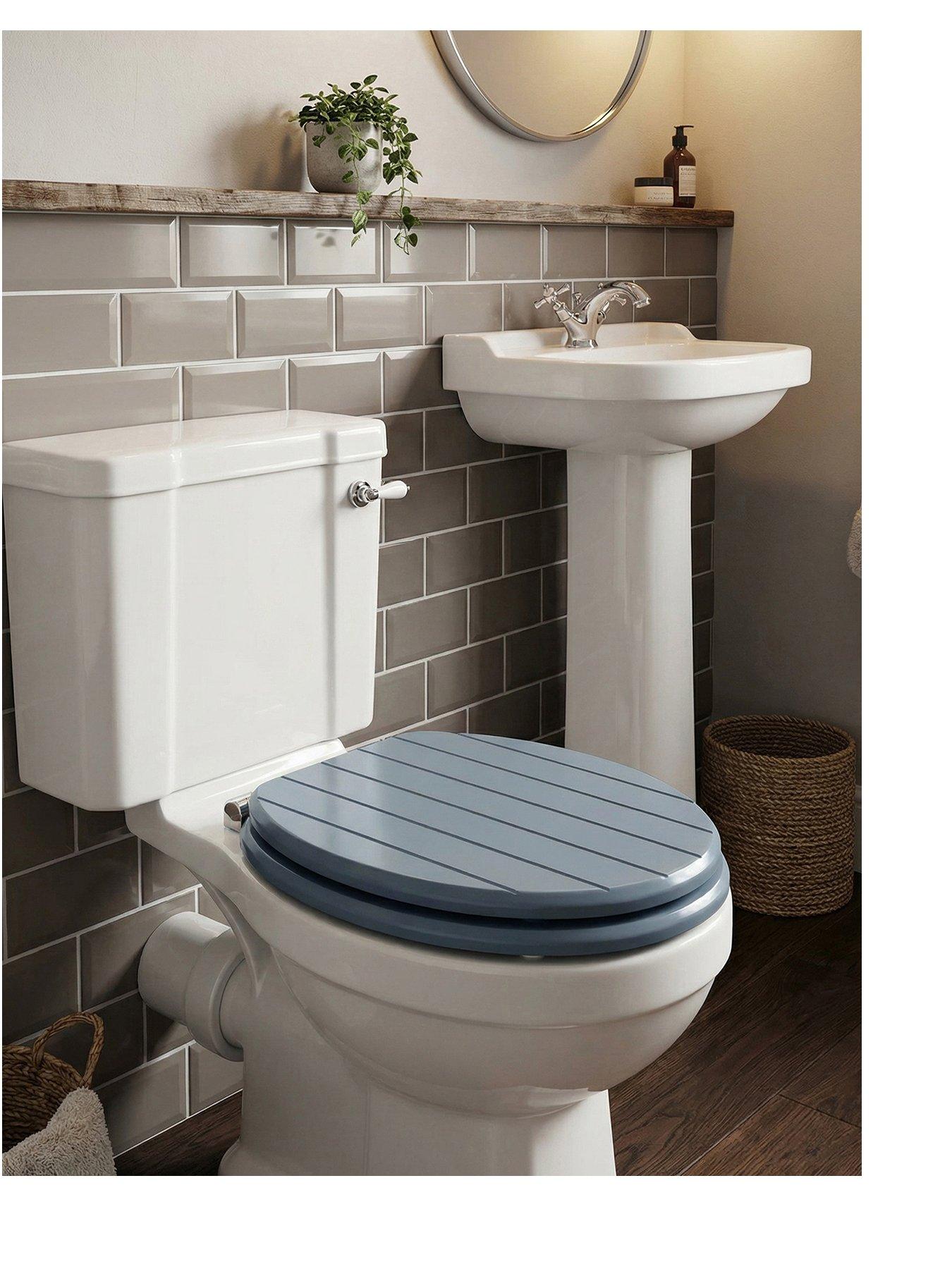 Image 1 of 1 of AQUALONA Tongue &amp; Groove Toilet Seat Blue