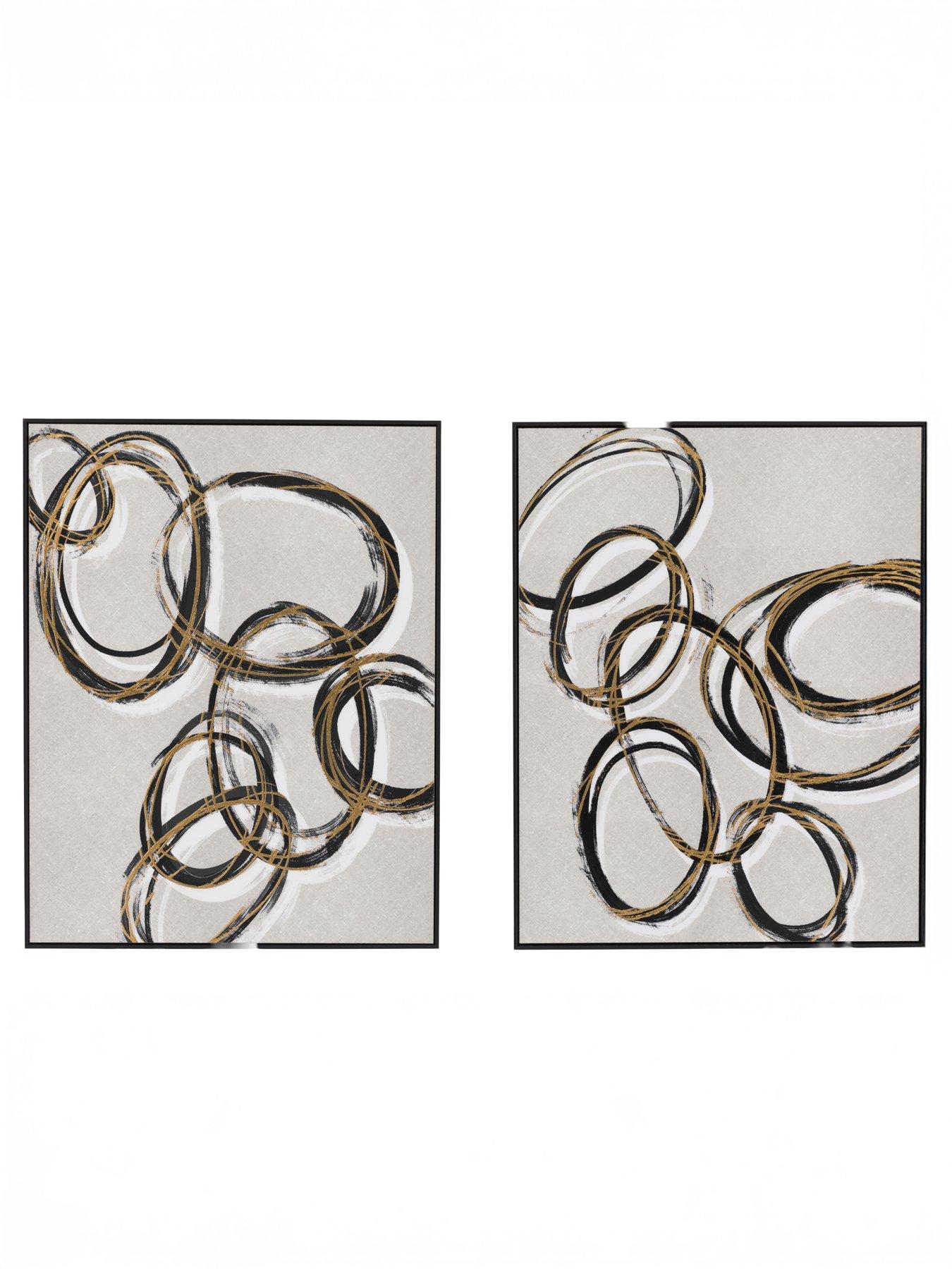 Image 1 of 4 of Gallery Bold as Gold Framed Canvas Set of 2