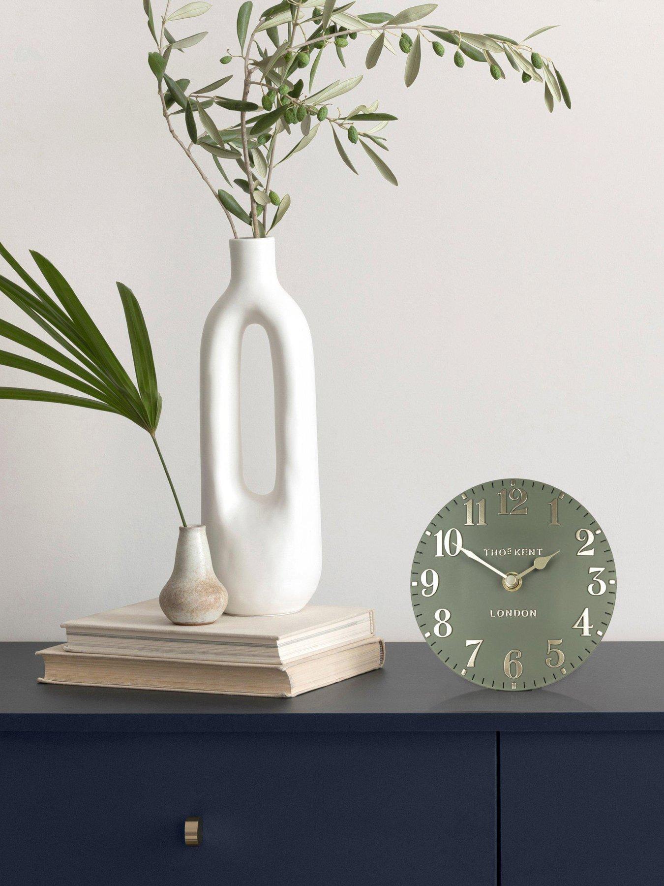 Image 1 of 3 of Gallery Arabic Mantel Clock Lichen Green 6in