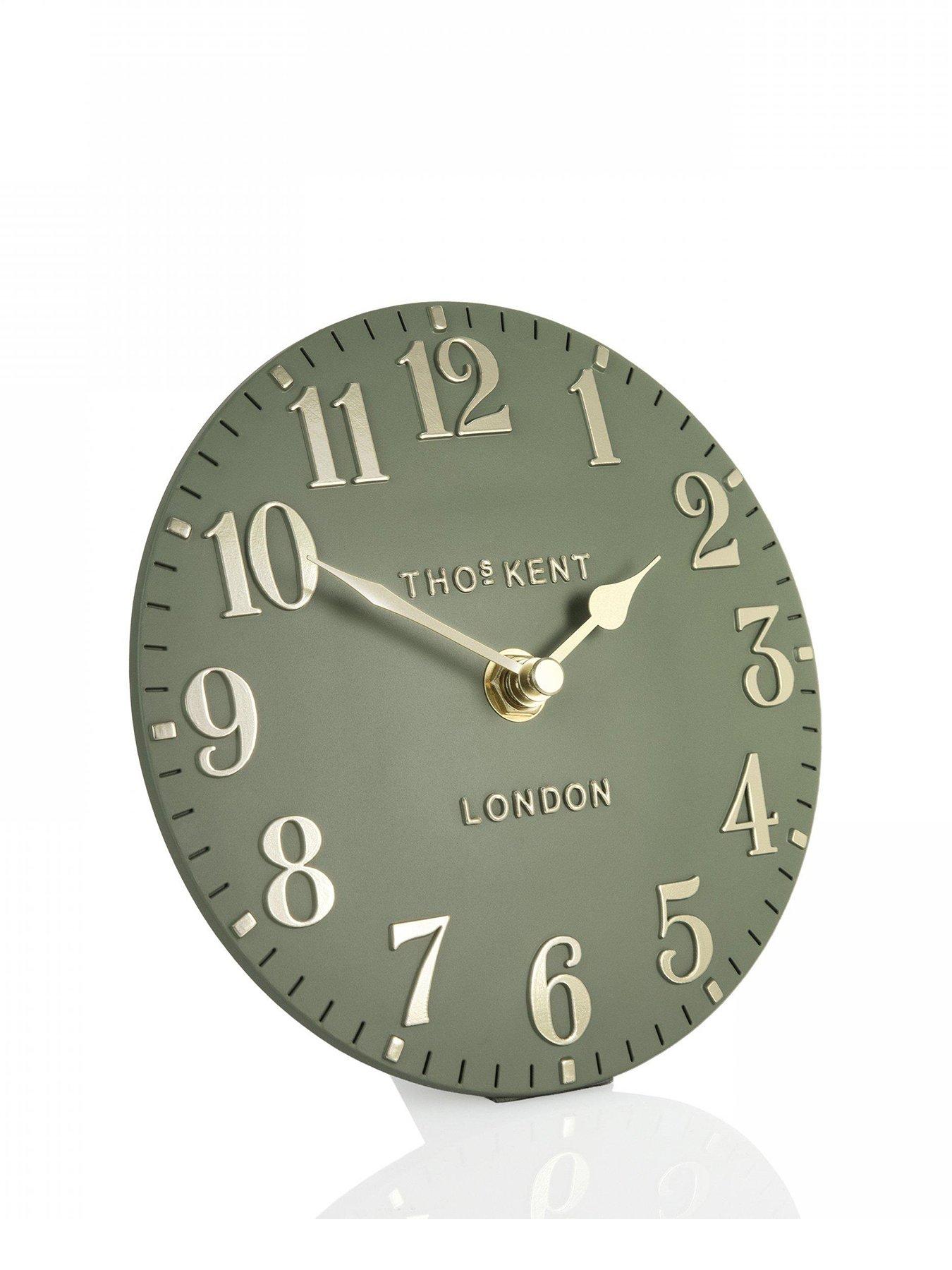 Image 2 of 3 of Gallery Arabic Mantel Clock Lichen Green 6in