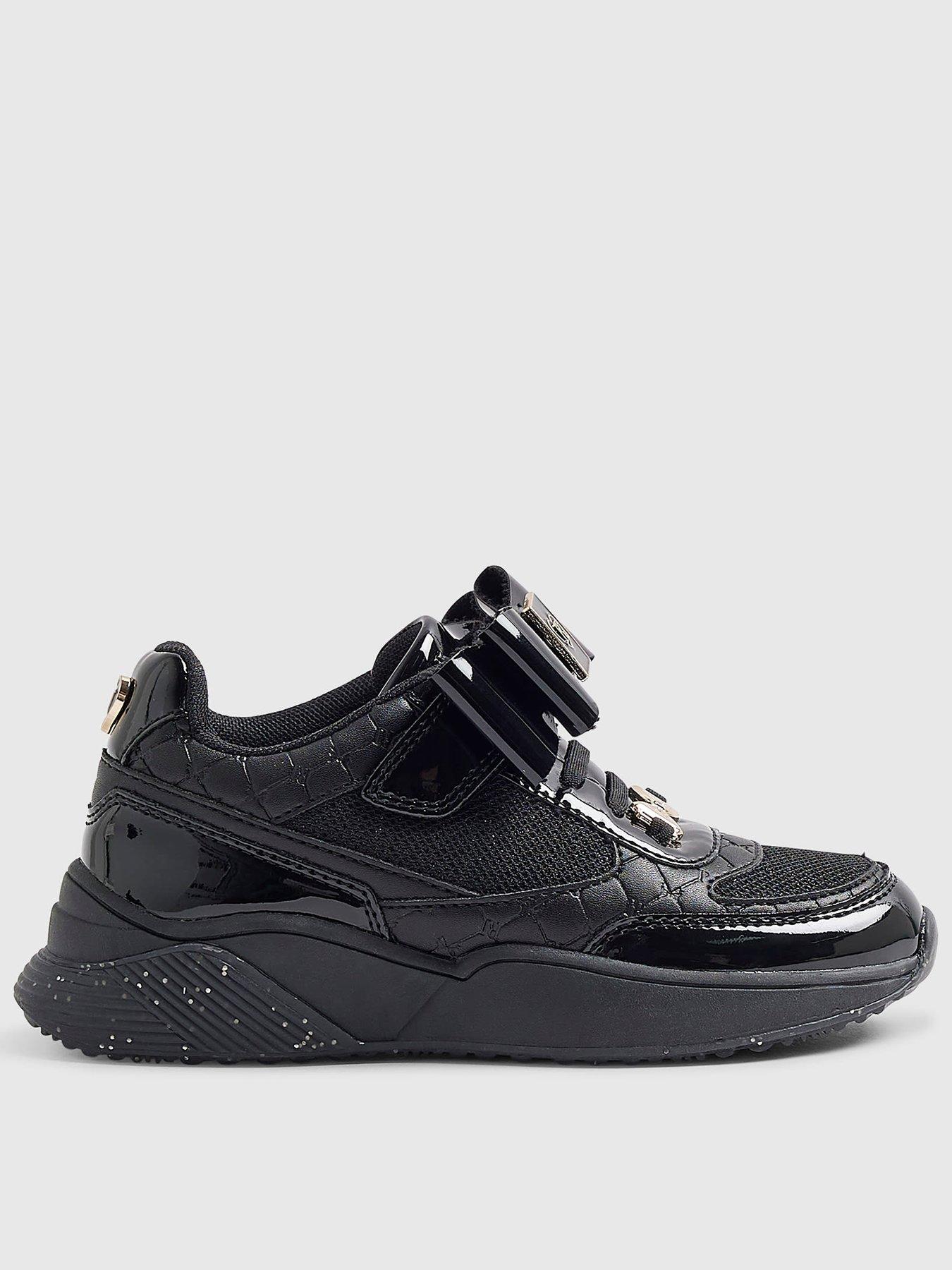 River Island Older Girls Bow Trap Trainers - Black