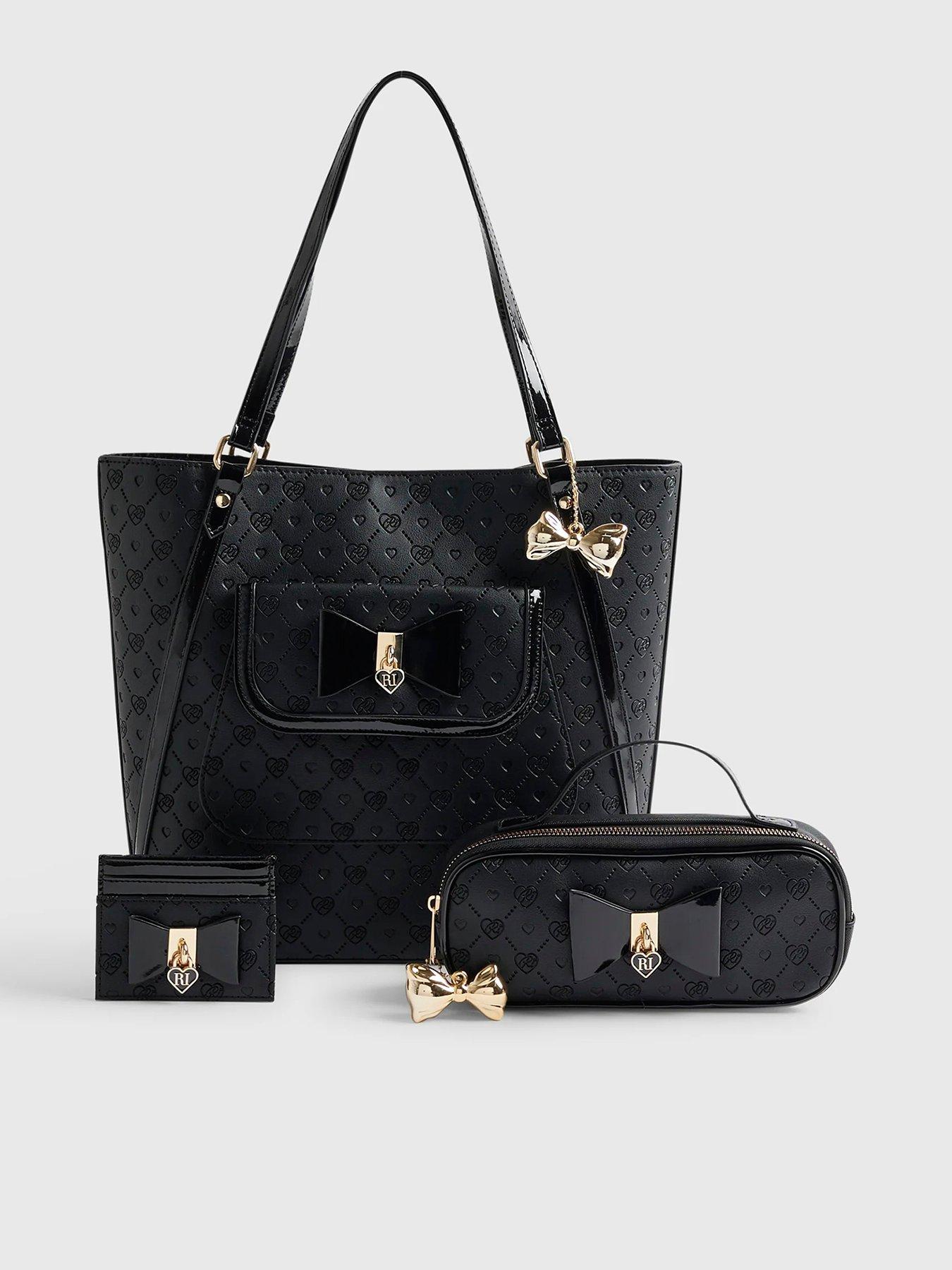 River Island Girls 3 Piece Tote Bag Bundle - Black